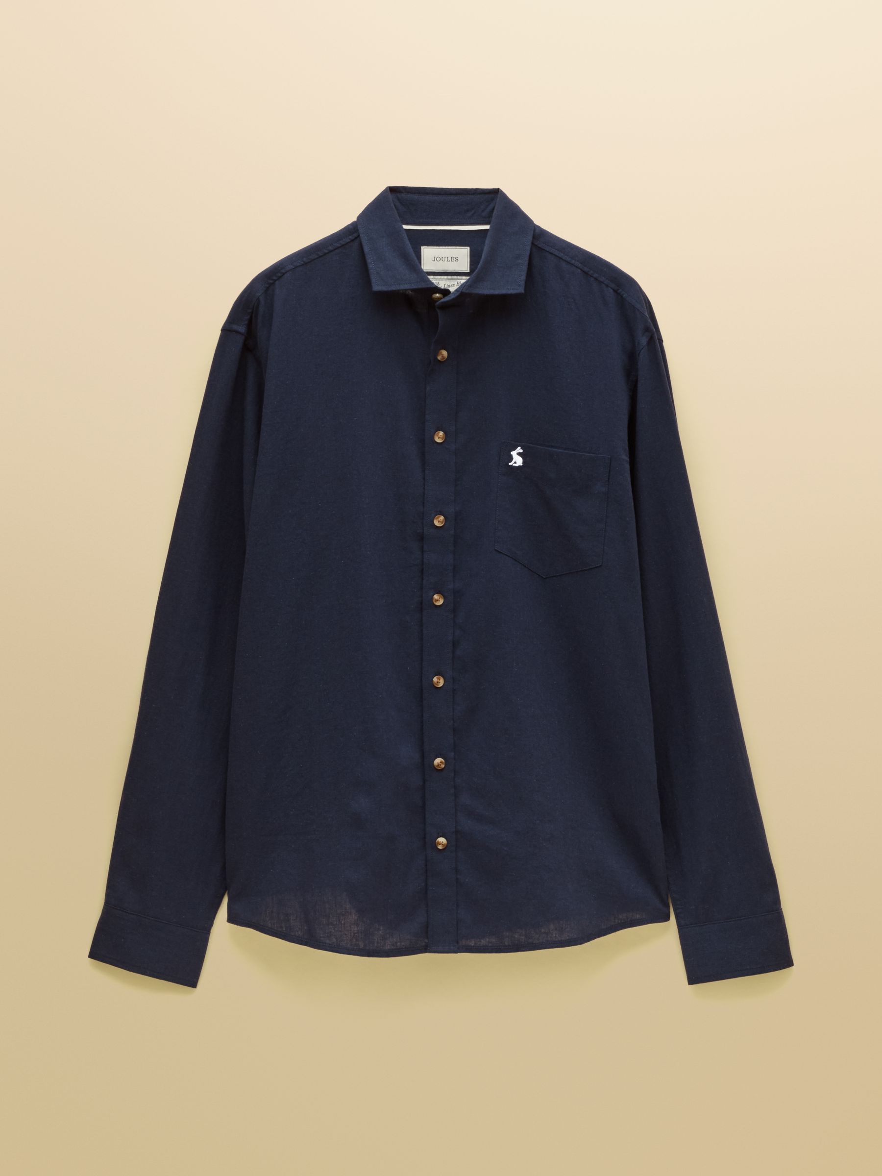 Navy Linen Blend Long Sleeve Shirt - Image 8 of 8
