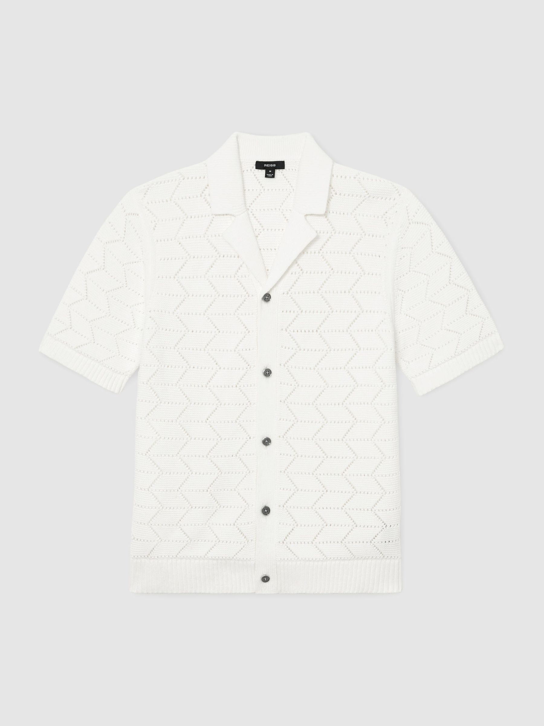 Pointelle-Knit Cuban-Collar Shirt in White - image 1