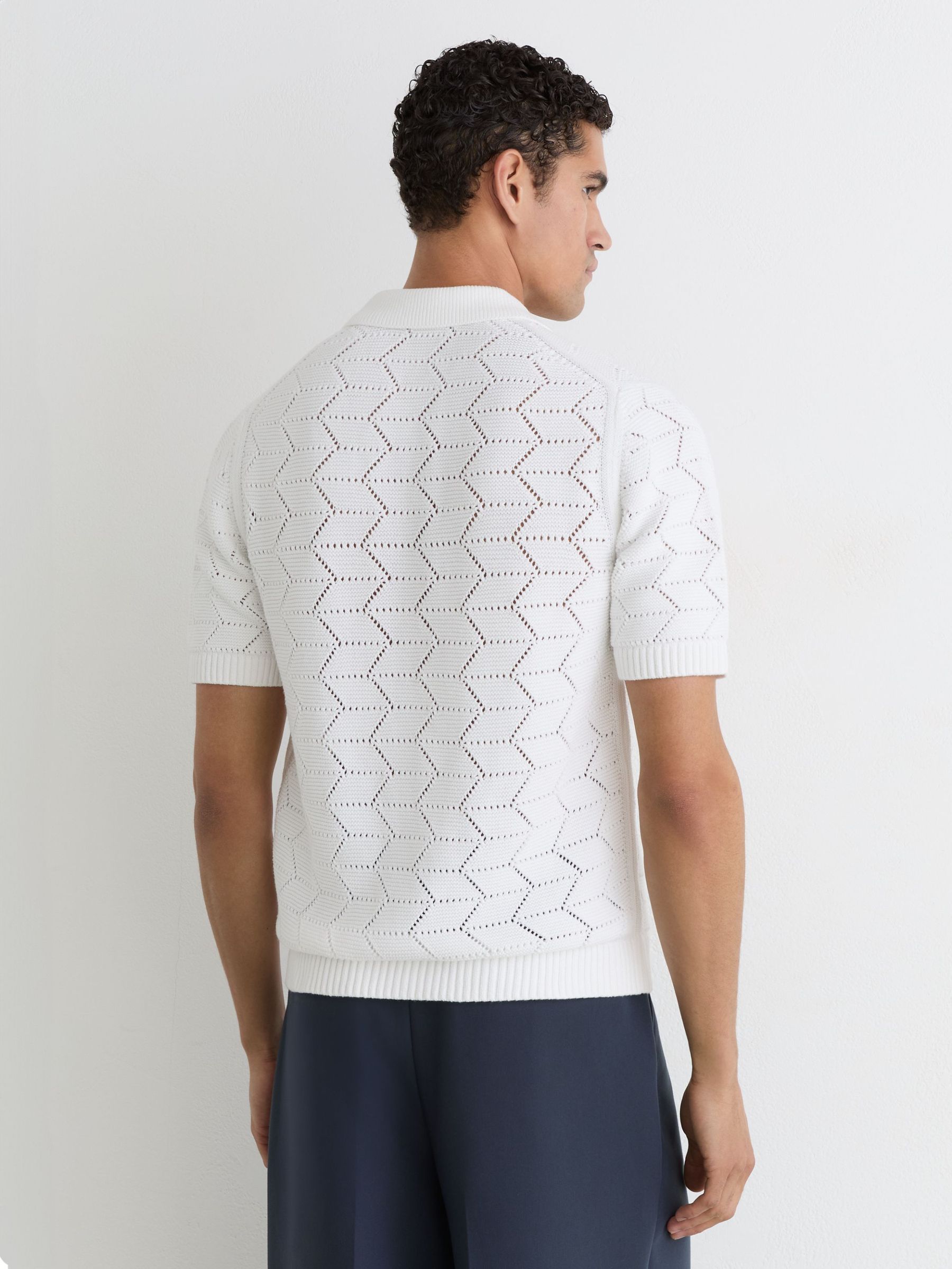 Pointelle-Knit Cuban-Collar Shirt in White - image 4