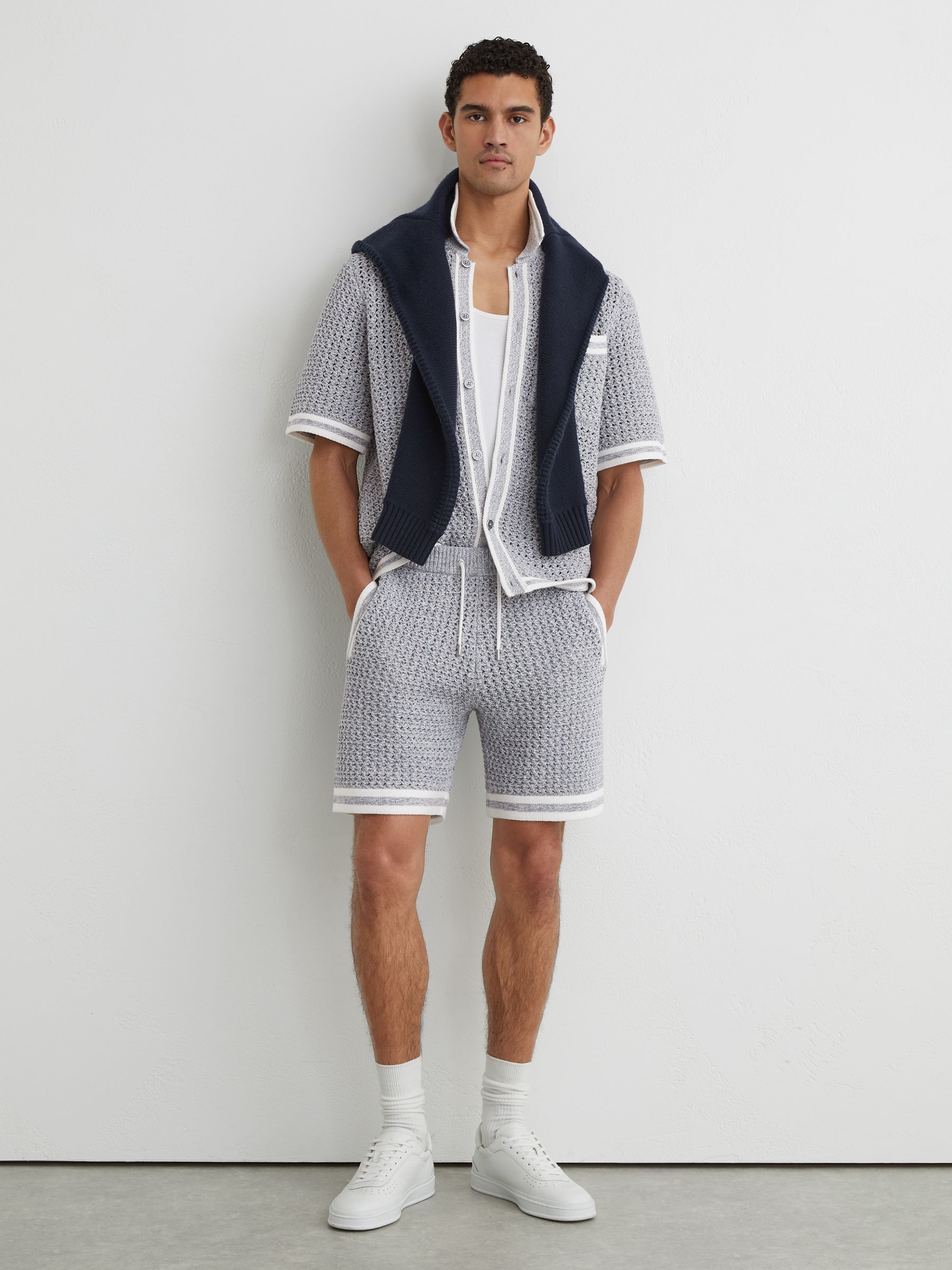 Cotton Crochet Drawstring Shorts in Soft Blue - image 2