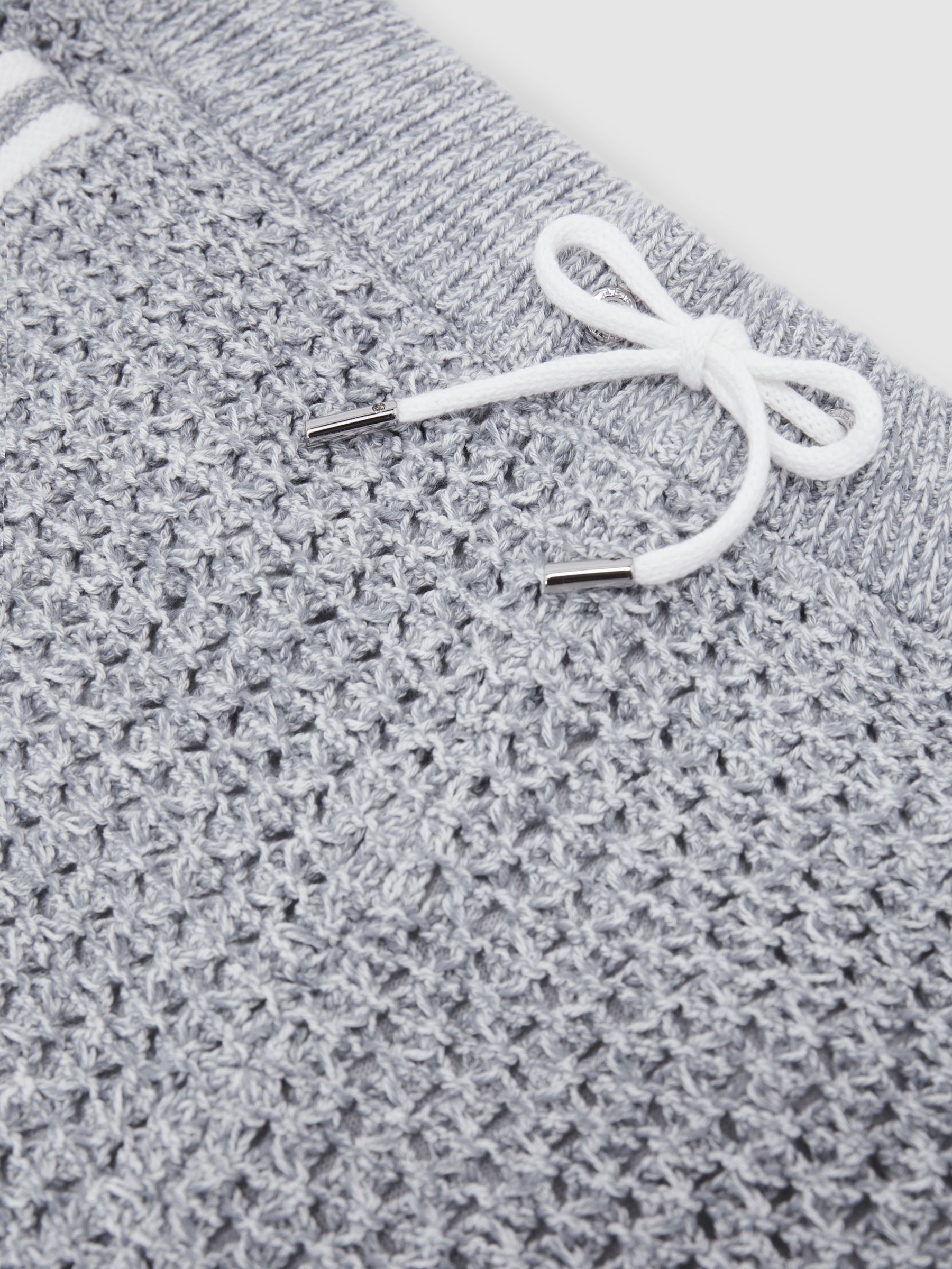 Cotton Crochet Drawstring Shorts in Soft Blue - image 3