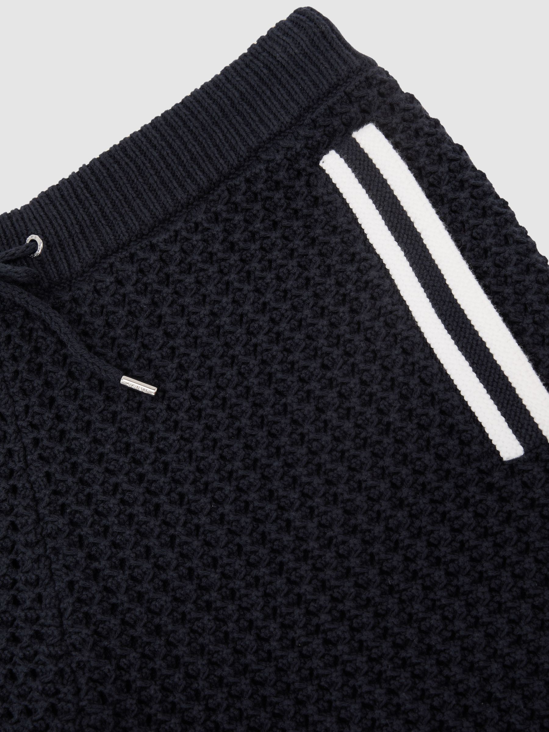 Cotton Crochet Drawstring Shorts in Navy - image 3