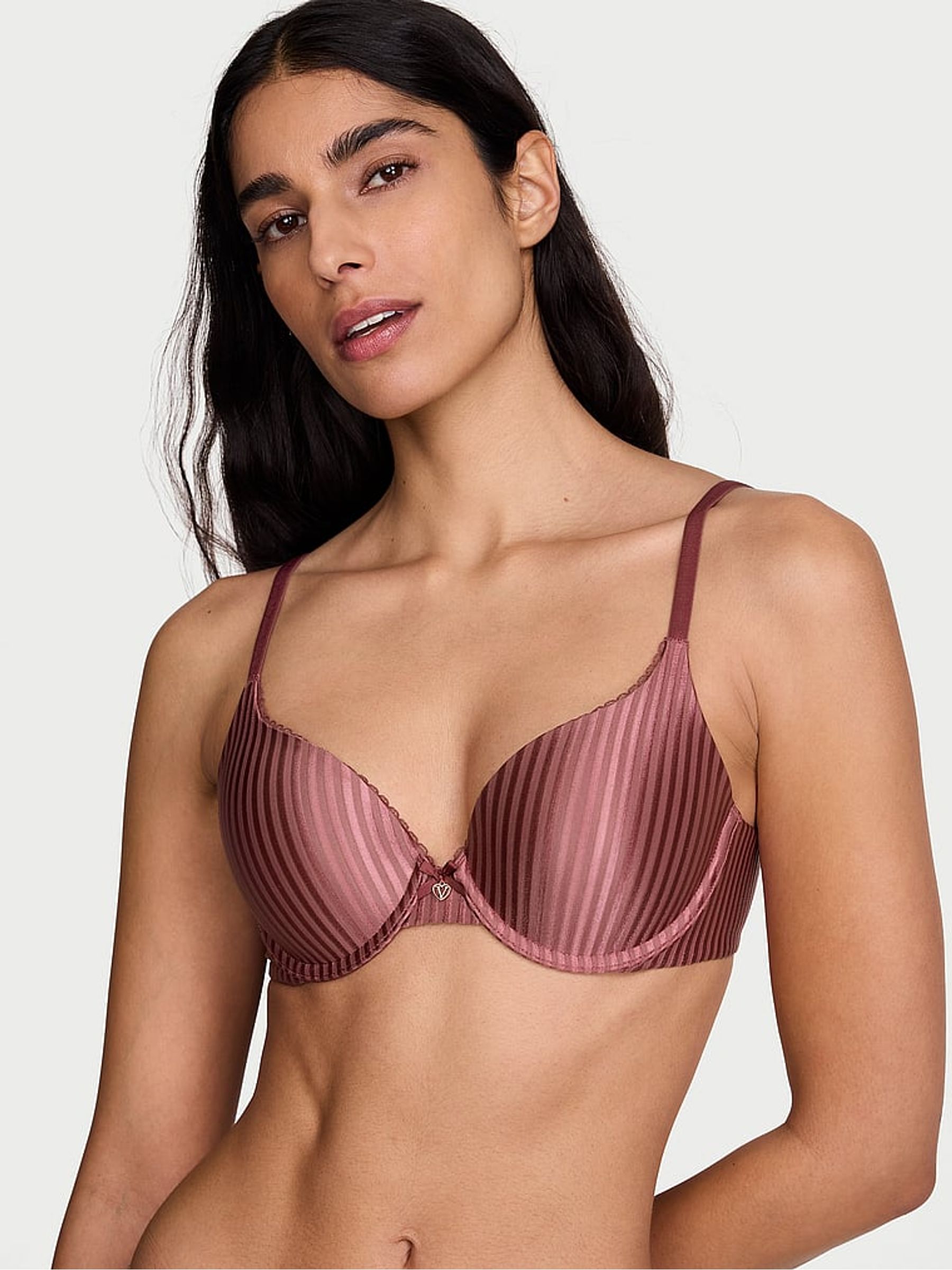 Morning Rose Pink Stripe Full Cup Push Up Bra - Image 1 of 2