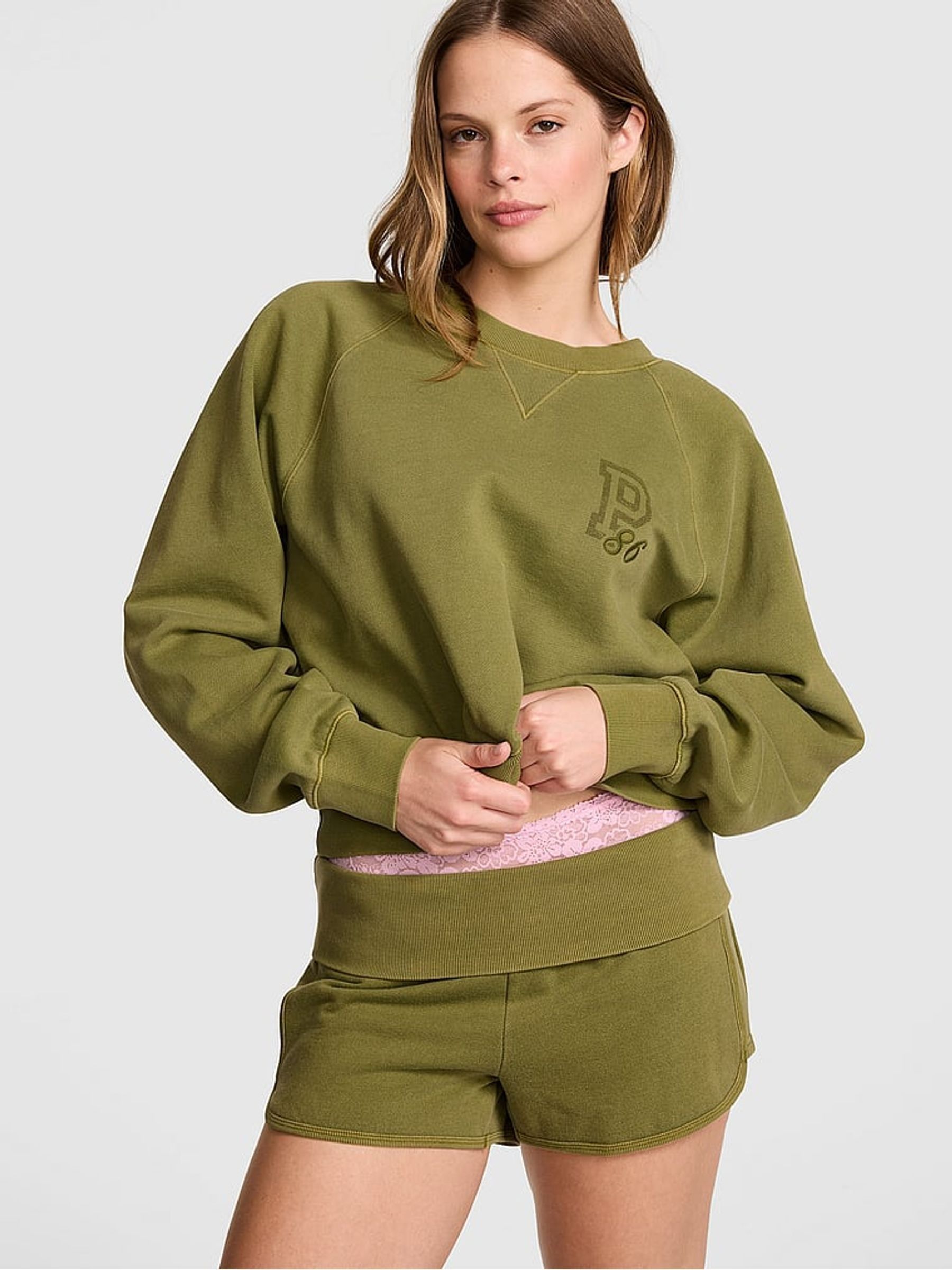 Lizard Green Foldover Shorts - Image 1 of 2