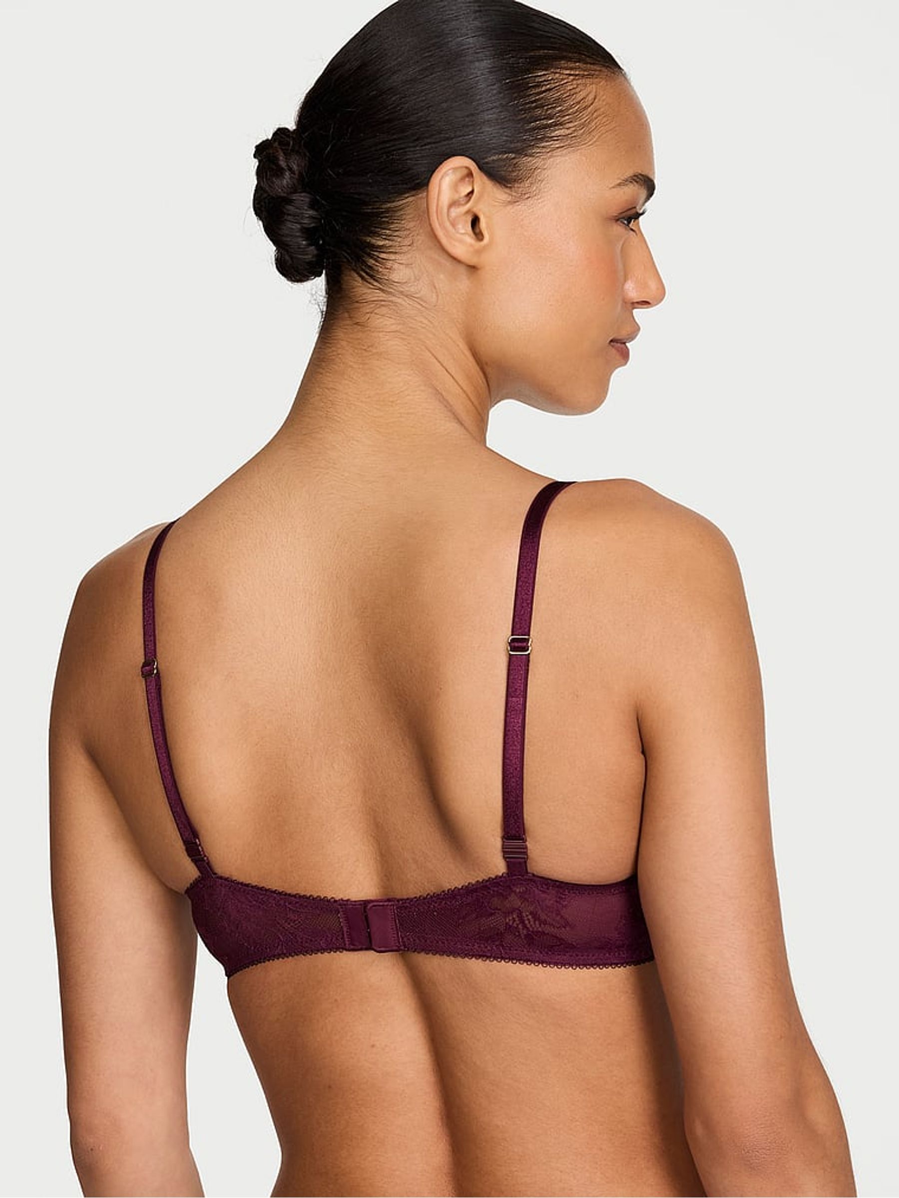 Rich Maroon Red Add 2 Cups Push Up Bombshell Lace Bra - Image 2 of 2