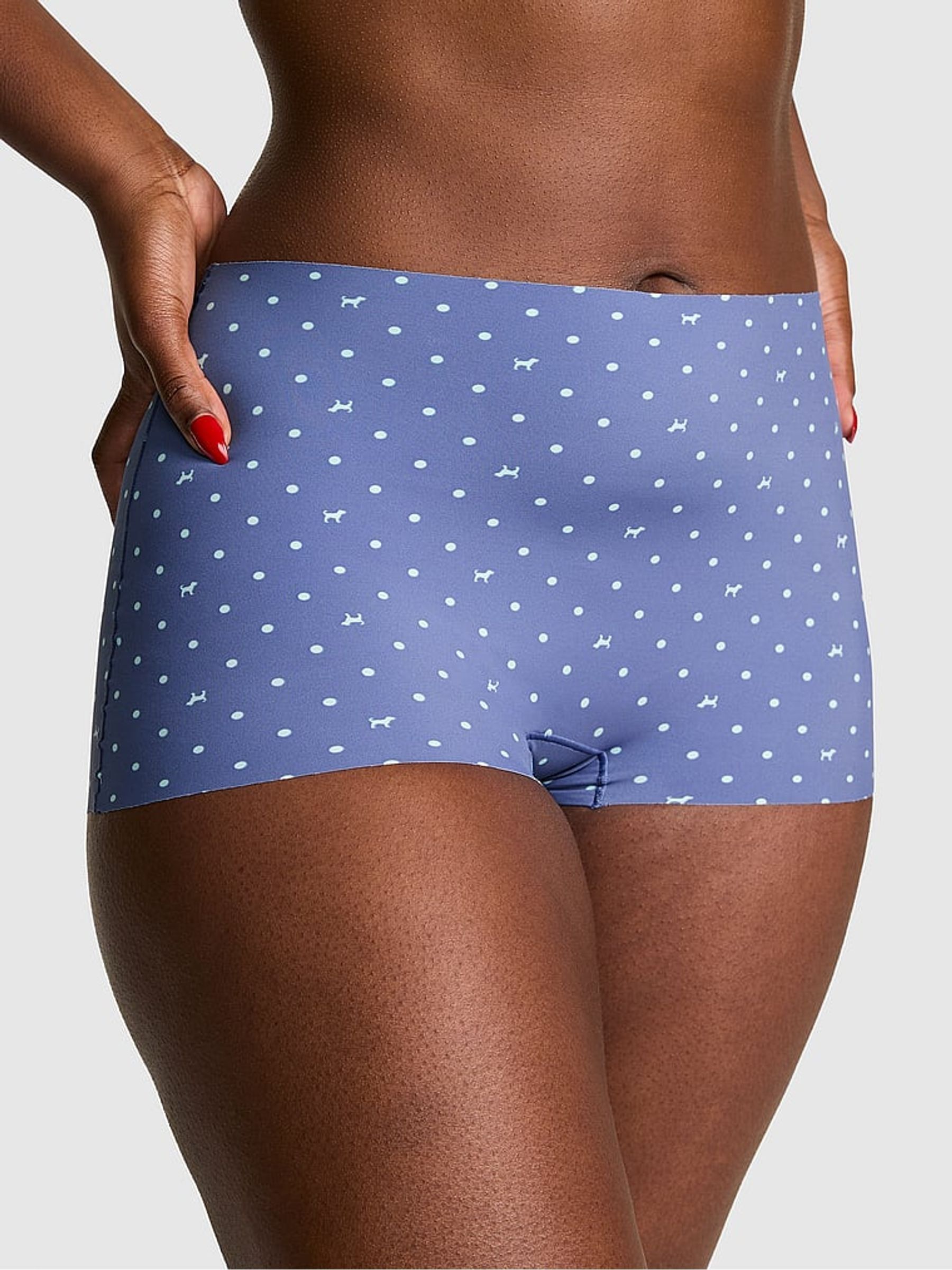 Dusty Blue Dog Print Short No Show Knickers - Image 1 of 2