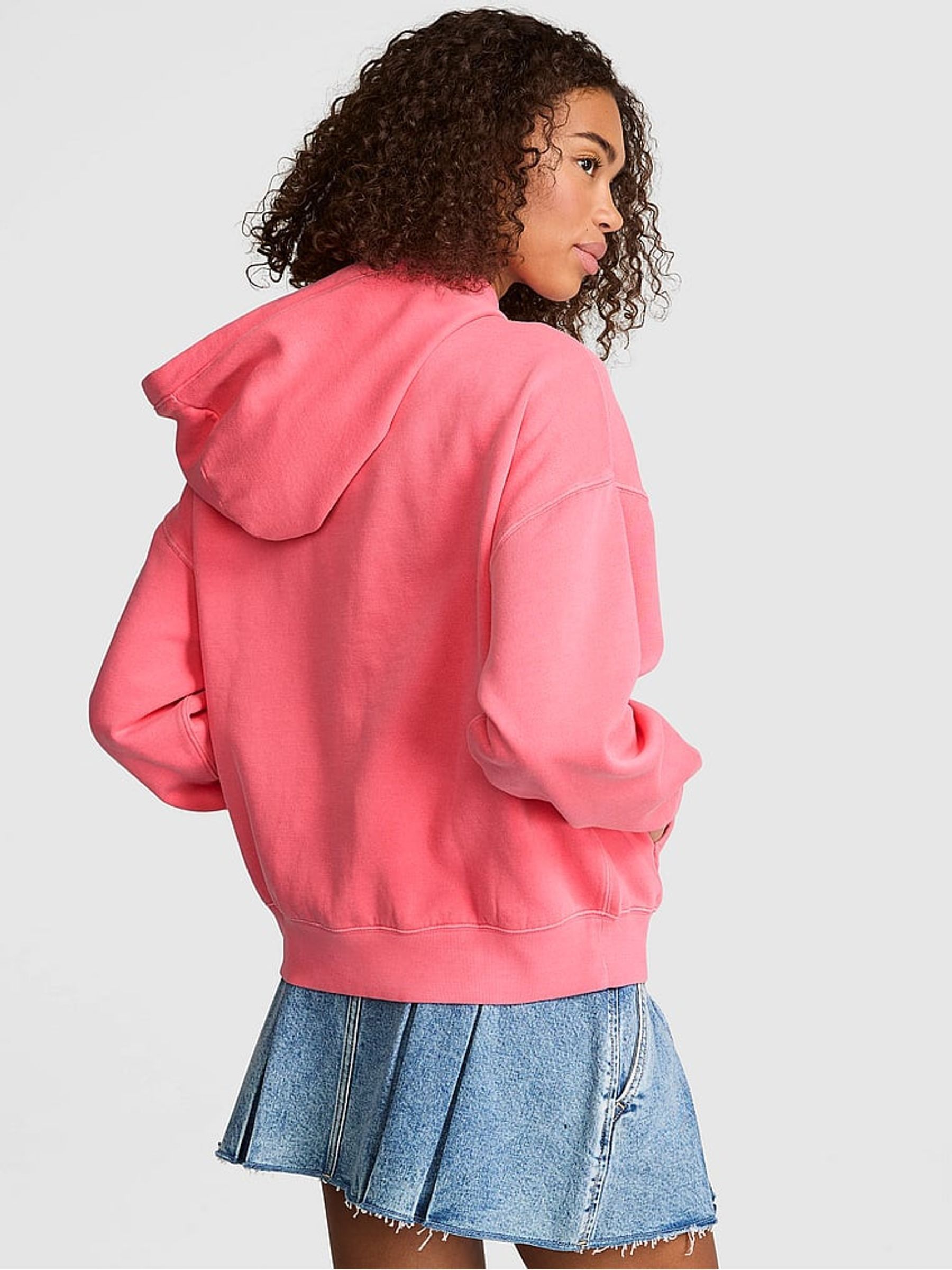 Vivid Pink Fleece Zip Up Hoodie - Image 2 of 2