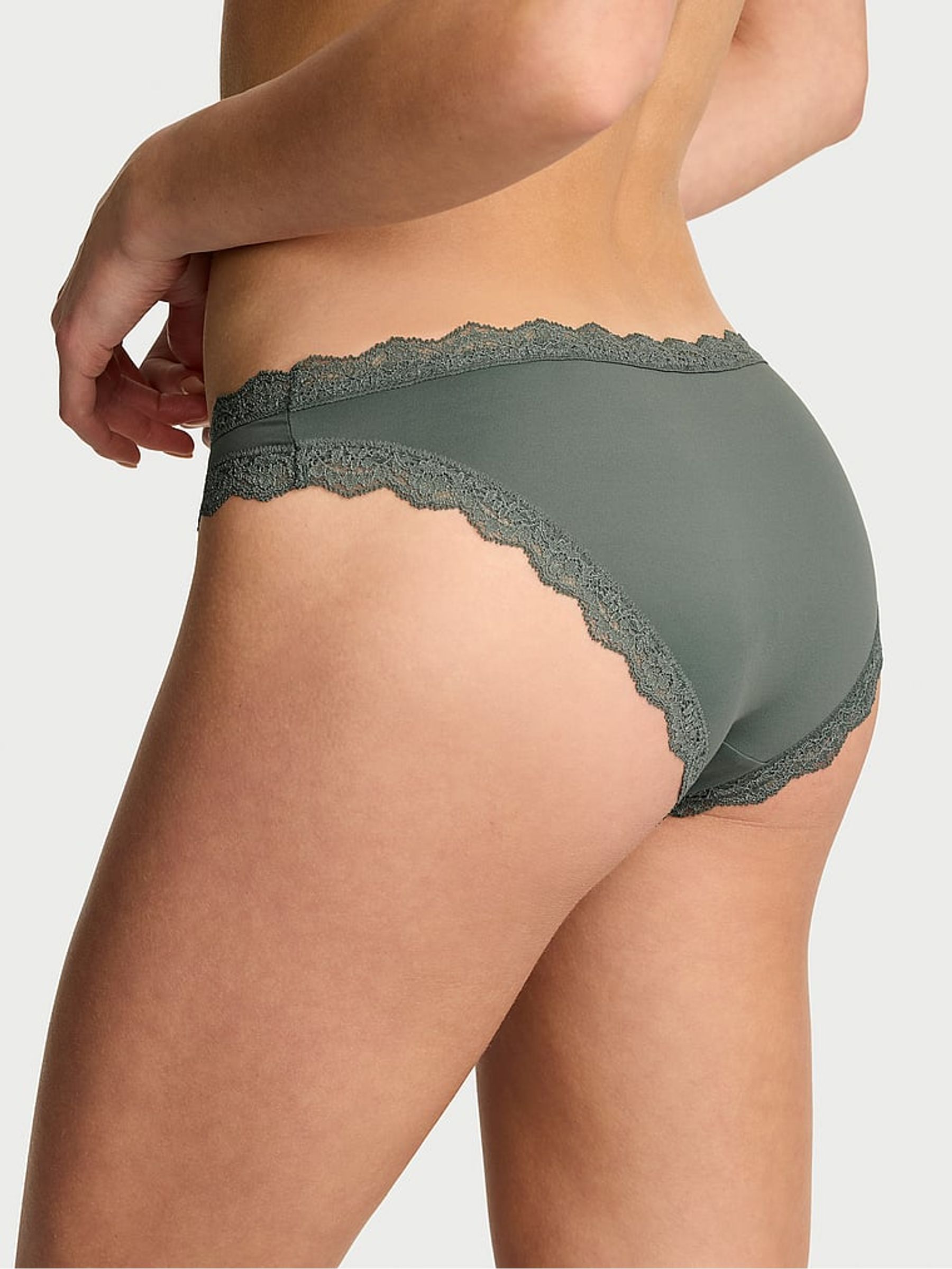 Faded Sage Lace Trim Bikini Knickers - Image 2 of 2