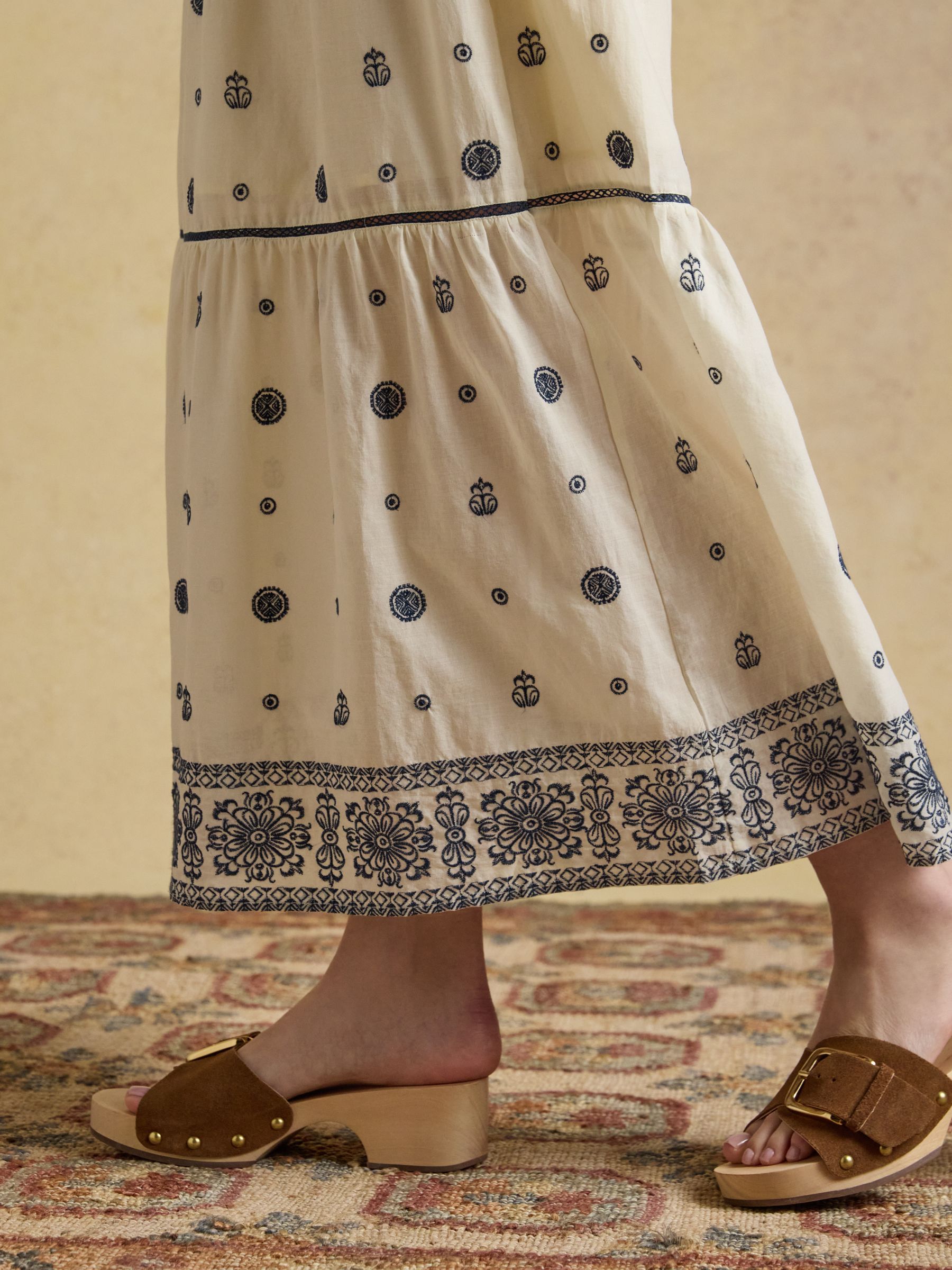 Cream Tiered Embroidered Maxi Skirt - Image 5 of 6