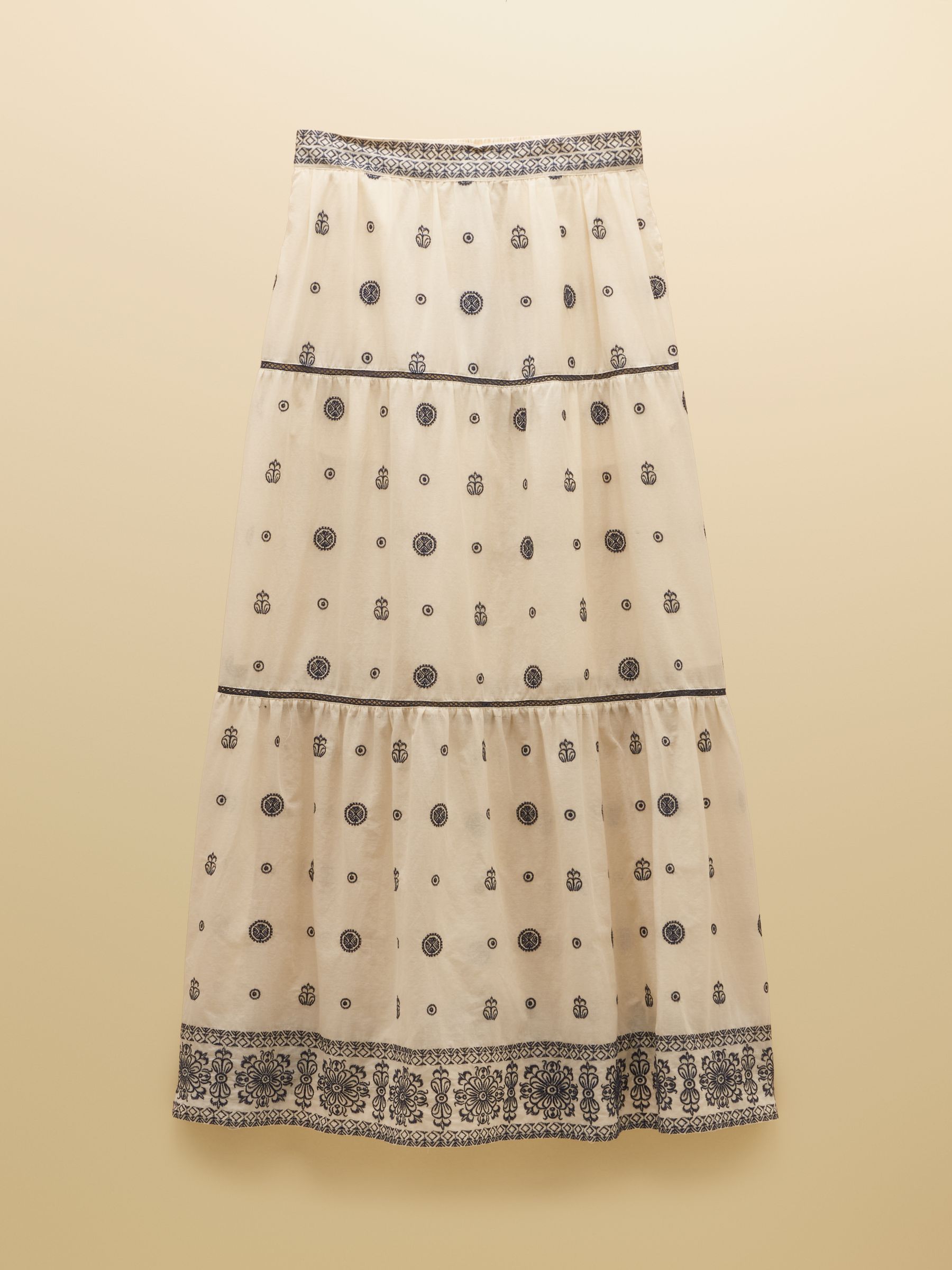 Cream Tiered Embroidered Maxi Skirt - Image 9 of 9 Cream Tiered Embroidered Maxi Skirt - Image 9 of 9