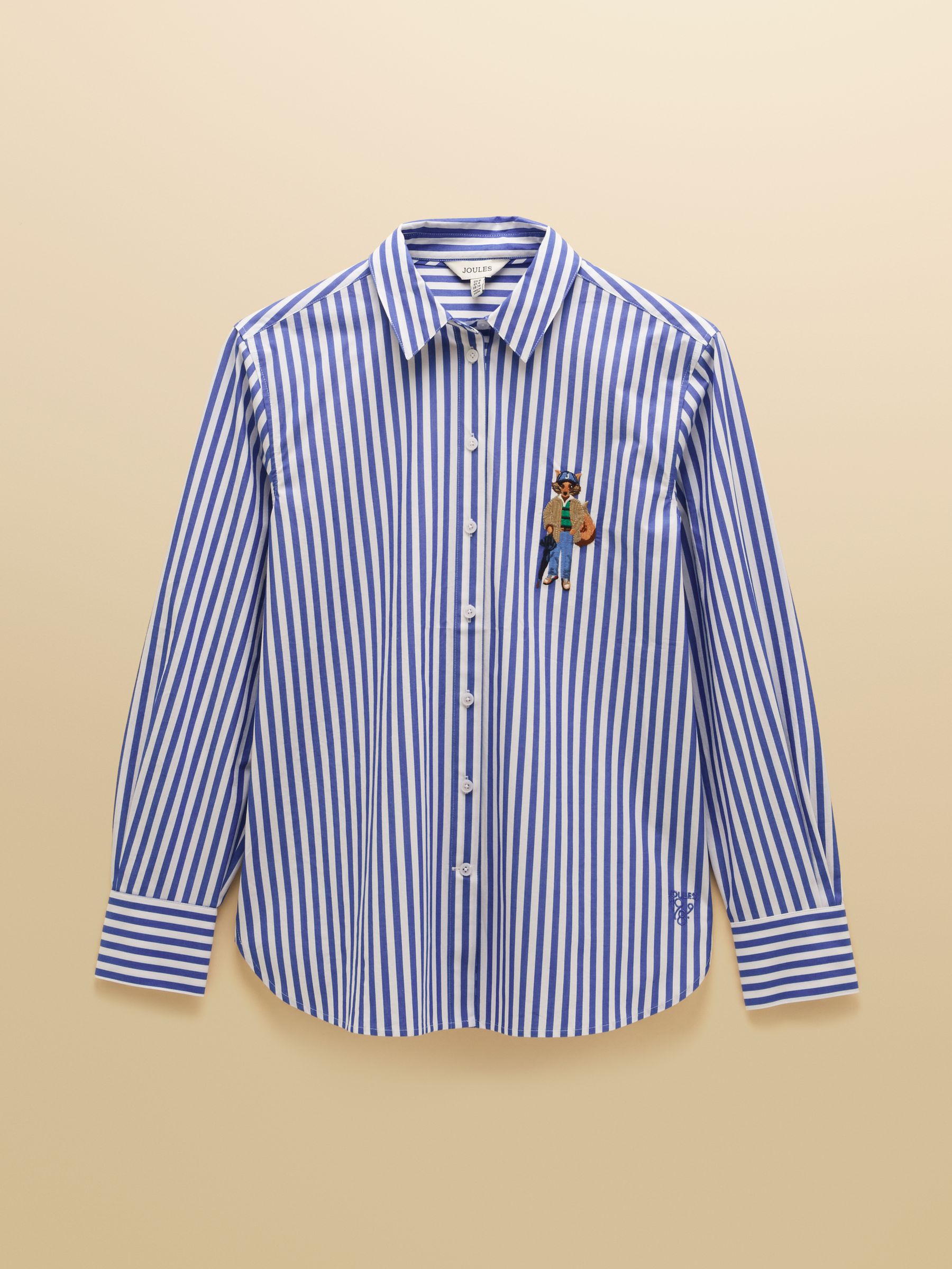 Blue Striped Jonty Fox Embroidered Boyfriend Poplin Shirt - Image 10 of 10