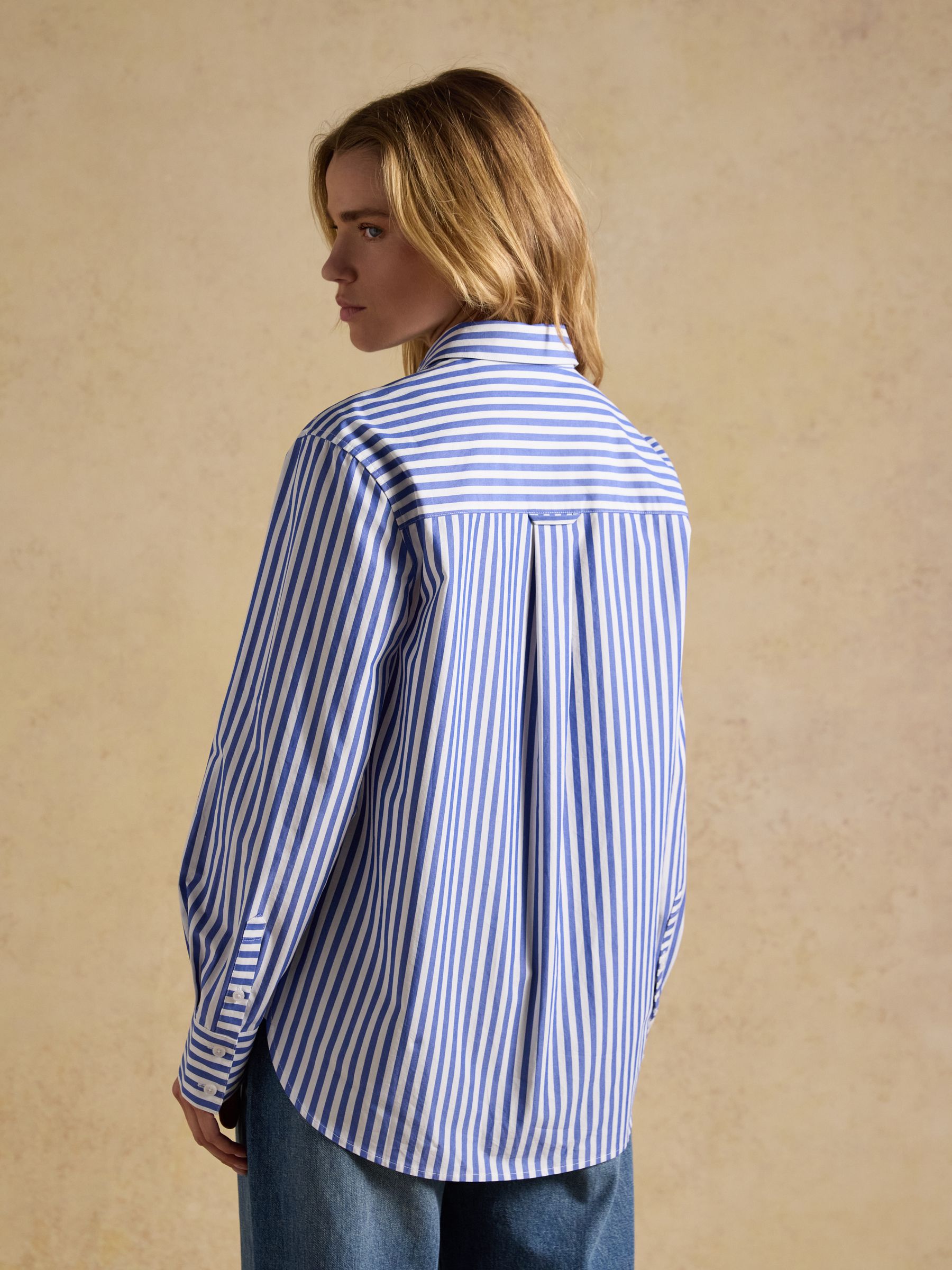 Blue Striped Jonty Fox Embroidered Boyfriend Poplin Shirt - Image 2 of 10