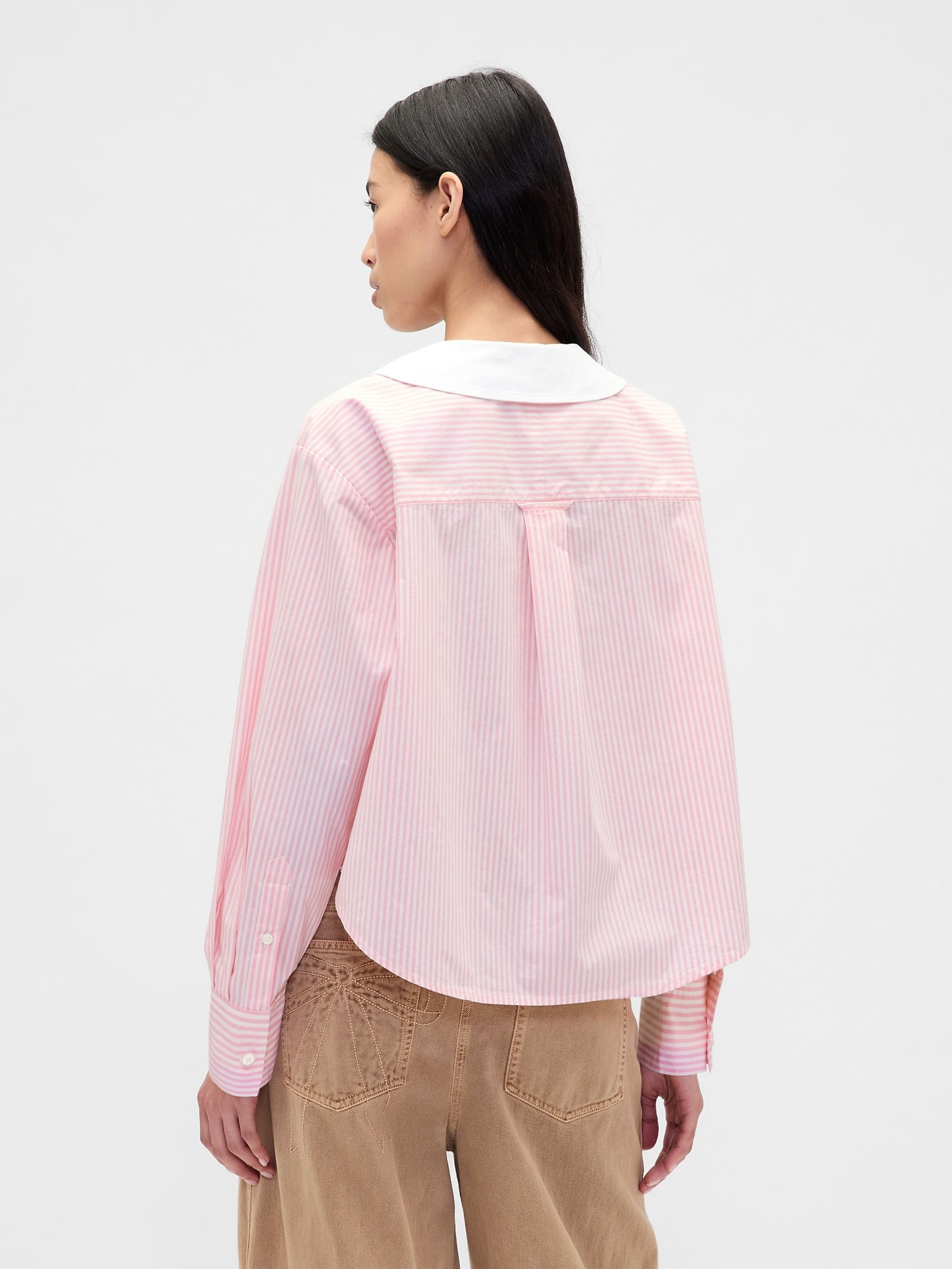 Pink/White Stripe Sandy Liang Poplin Oversized Shirt - Image 2 of 4