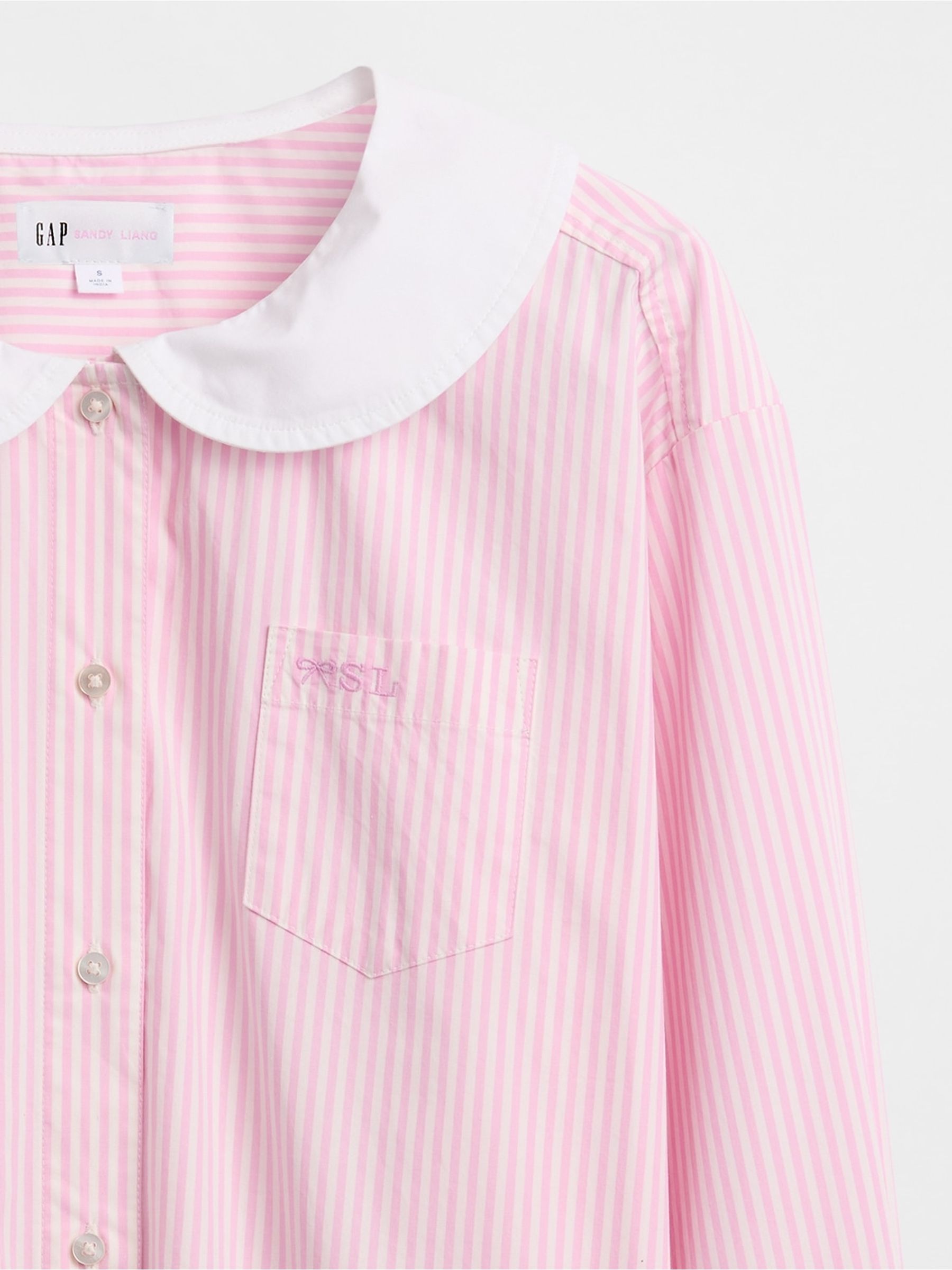 Pink/White Stripe Sandy Liang Poplin Oversized Shirt - Image 4 of 4