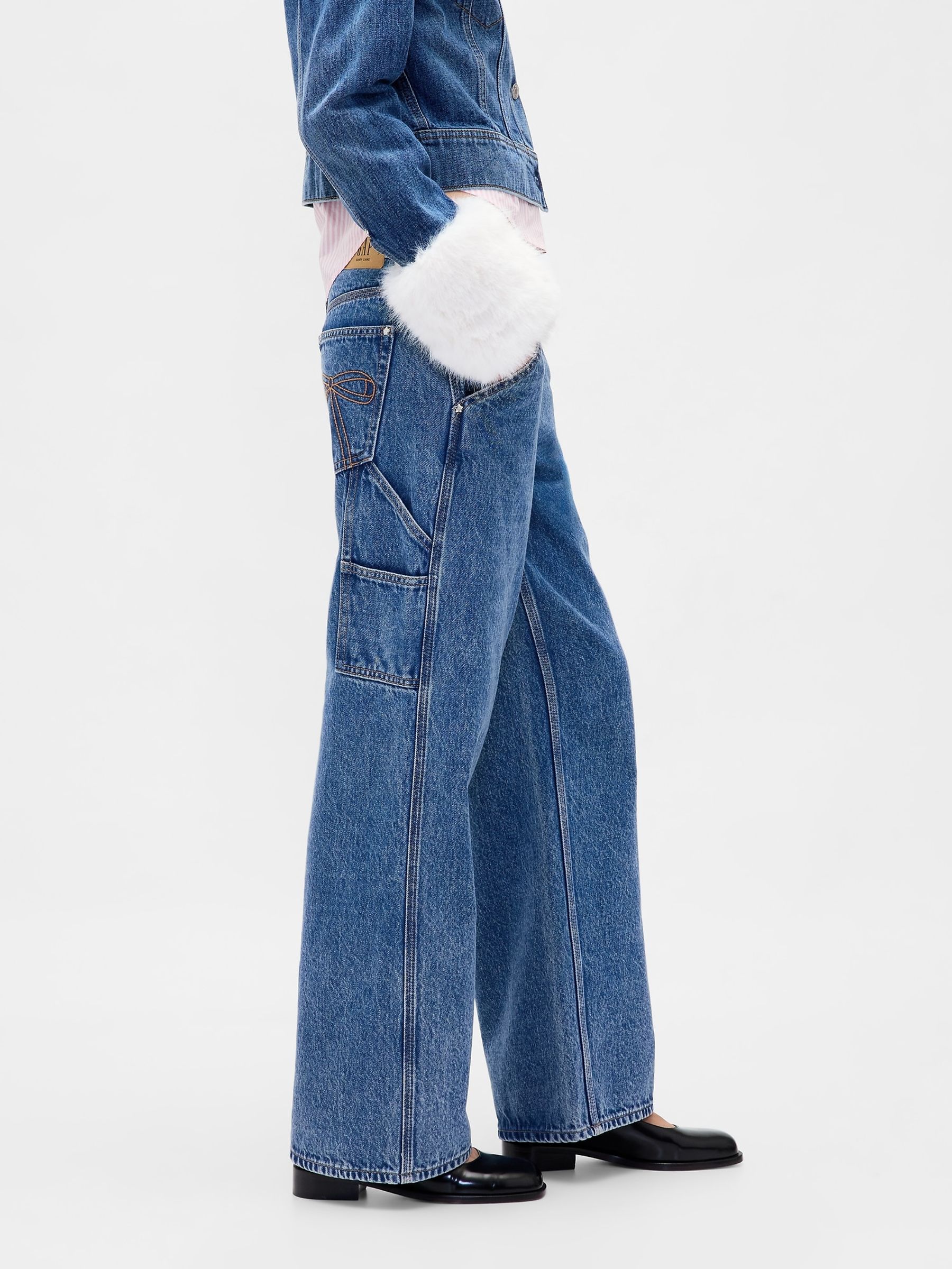 Mid Wash Blue Sandy Liang Low Rise ‘90s Loose Carpenter Jeans - Image 4 of 6