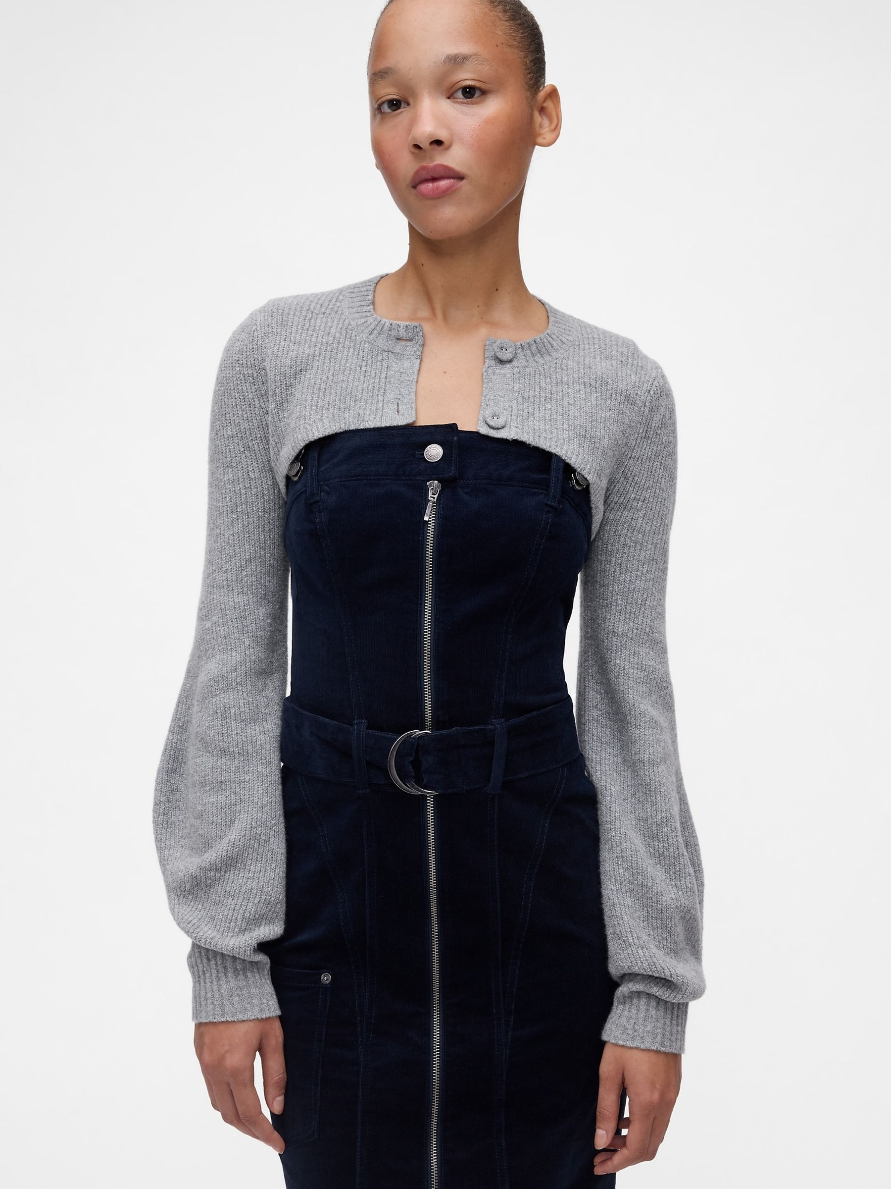 GapStudio Grey CashSoft Shrunken Cardigan | Gap