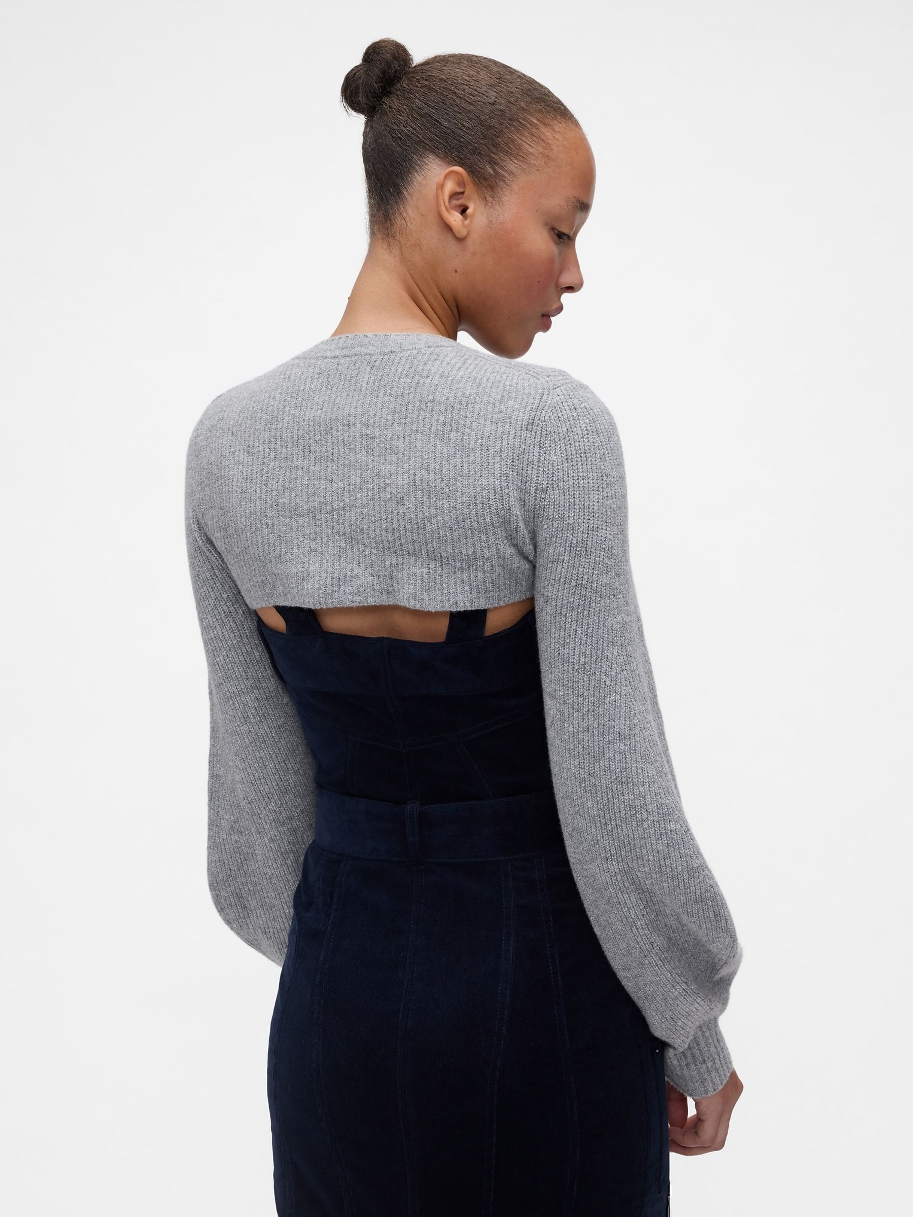 GapStudio Grey CashSoft Shrunken Cardigan - Image 2 of 4 GapStudio Grey CashSoft Shrunken Cardigan - Image 2 of 4