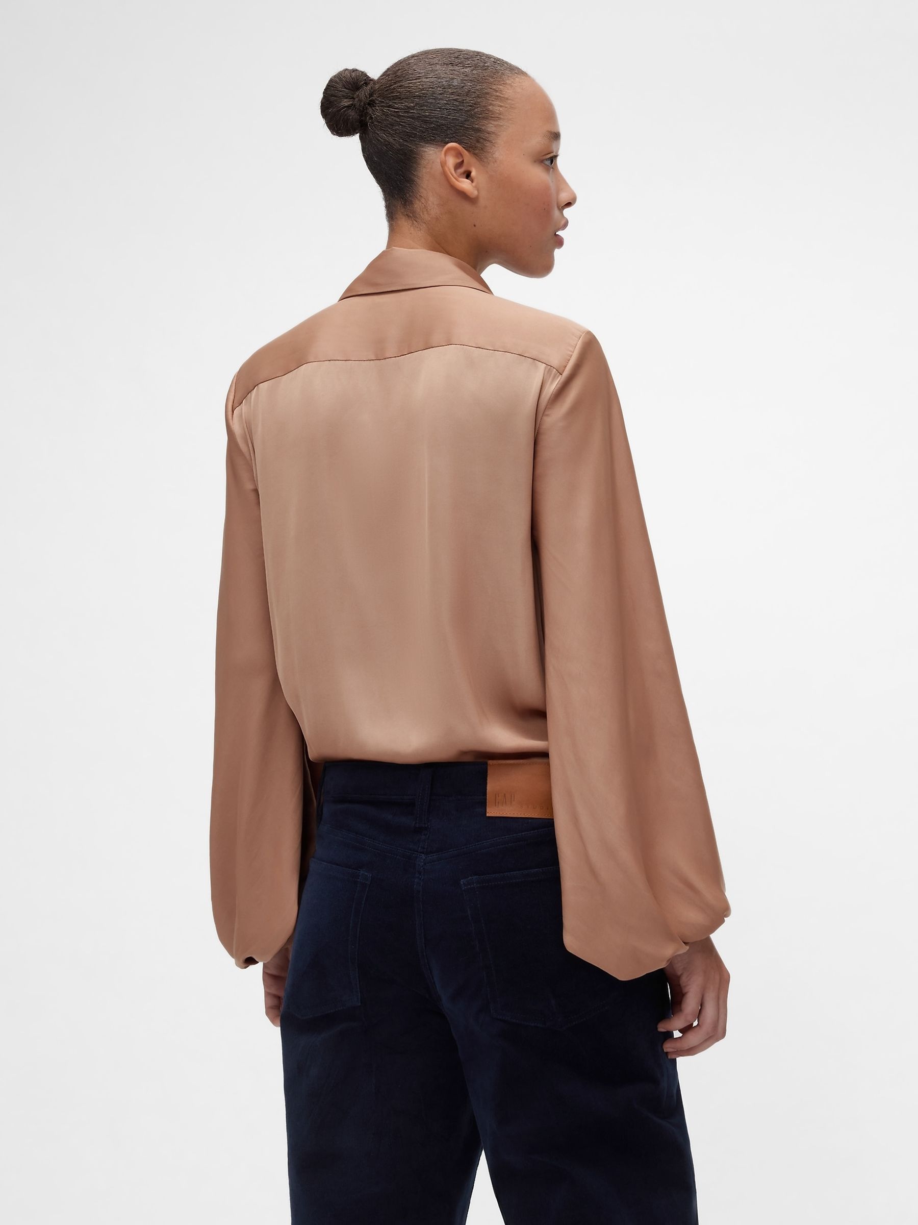 GapStudio Brown Satin Shirt - Image 2 of 4