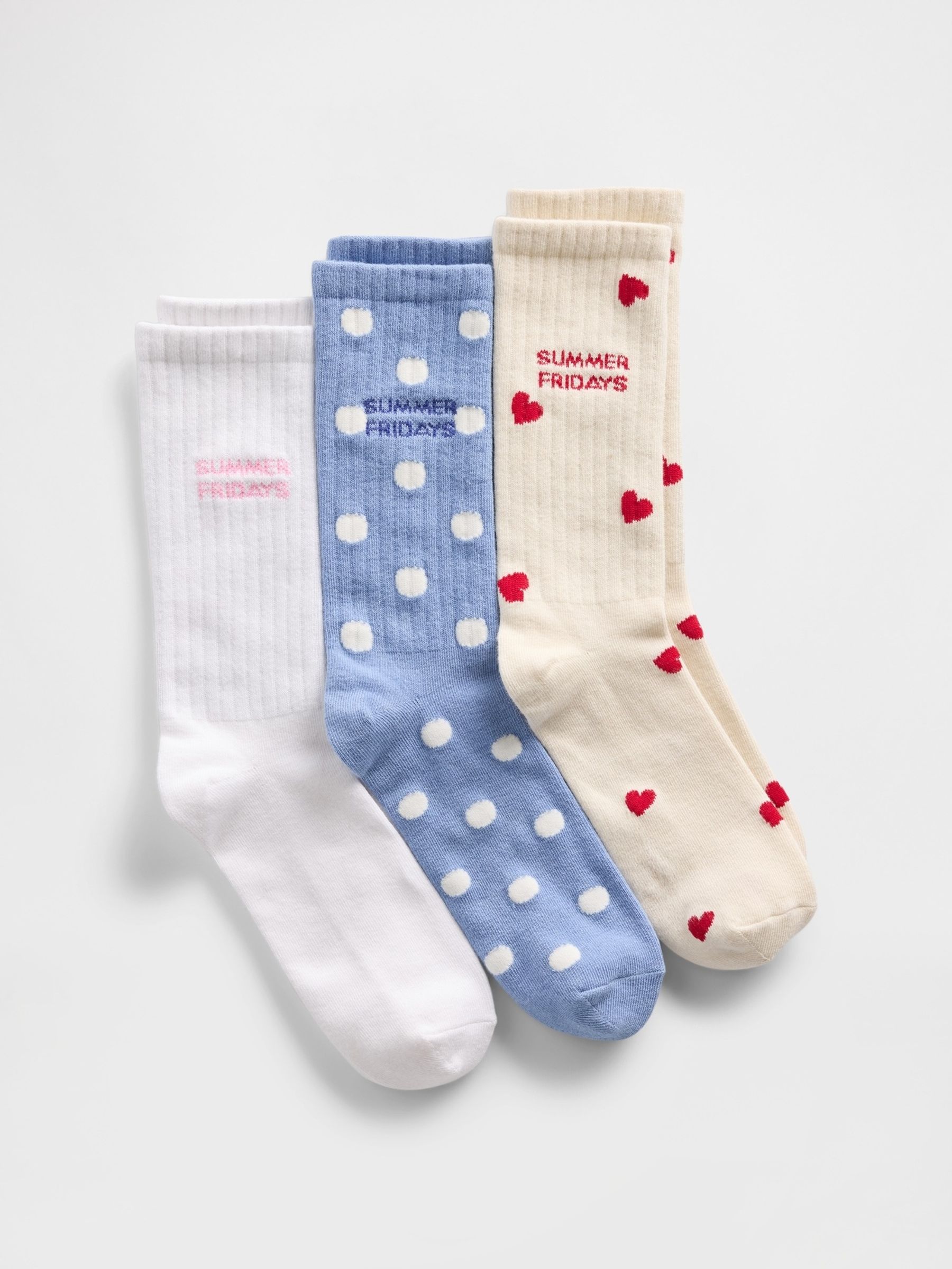 Gap X Summer Fridays Blue/White Logo Crew Socks 3 Pack - Image 1 of 3