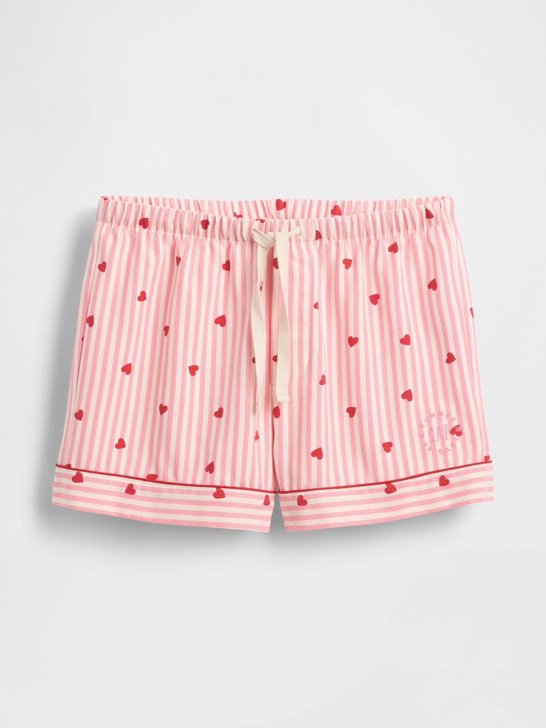 Gap X Summer Fridays Pink/Red Flannel Hearts Pyjama Shorts - Image 7 of 7