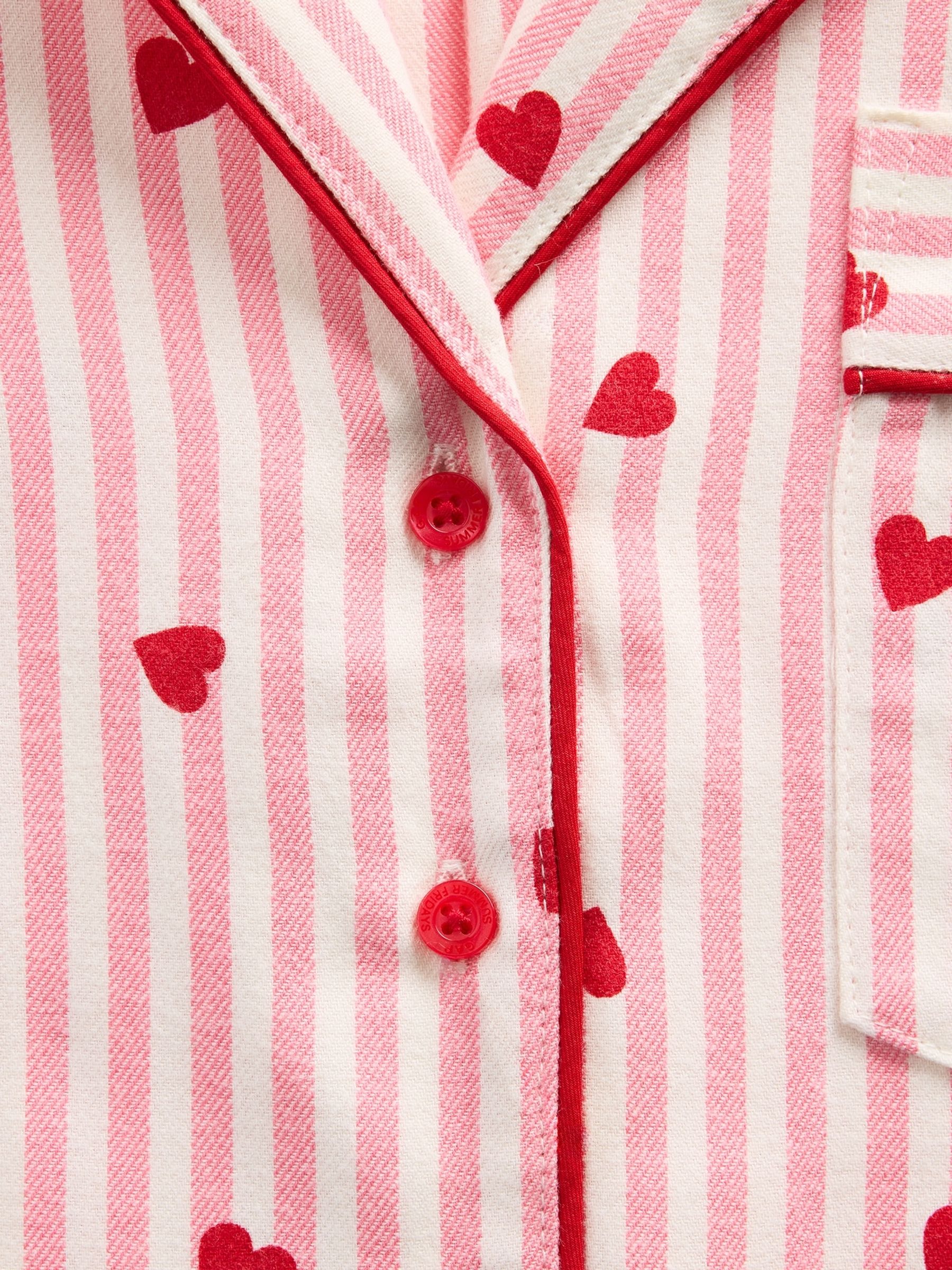 Gap X Summer Fridays Pink/Red Relaxed Flannel Hearts Pyjama Shirt - Image 7 of 7