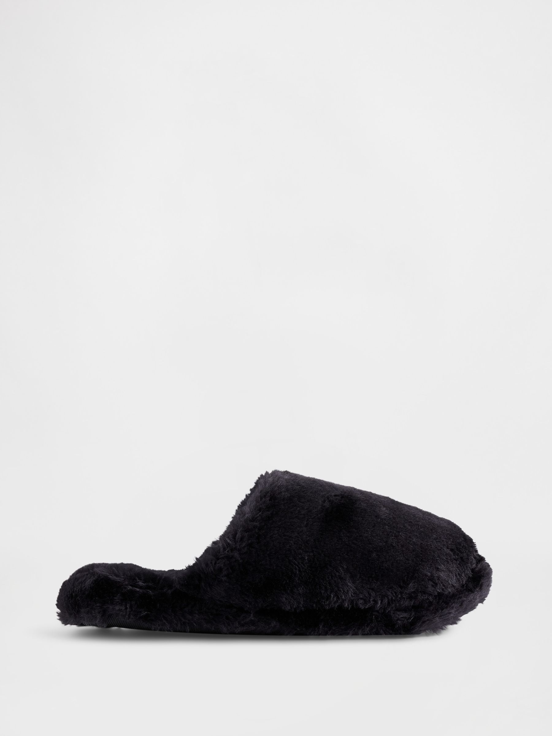 Black Faux Fur Slippers - Image 3 of 5