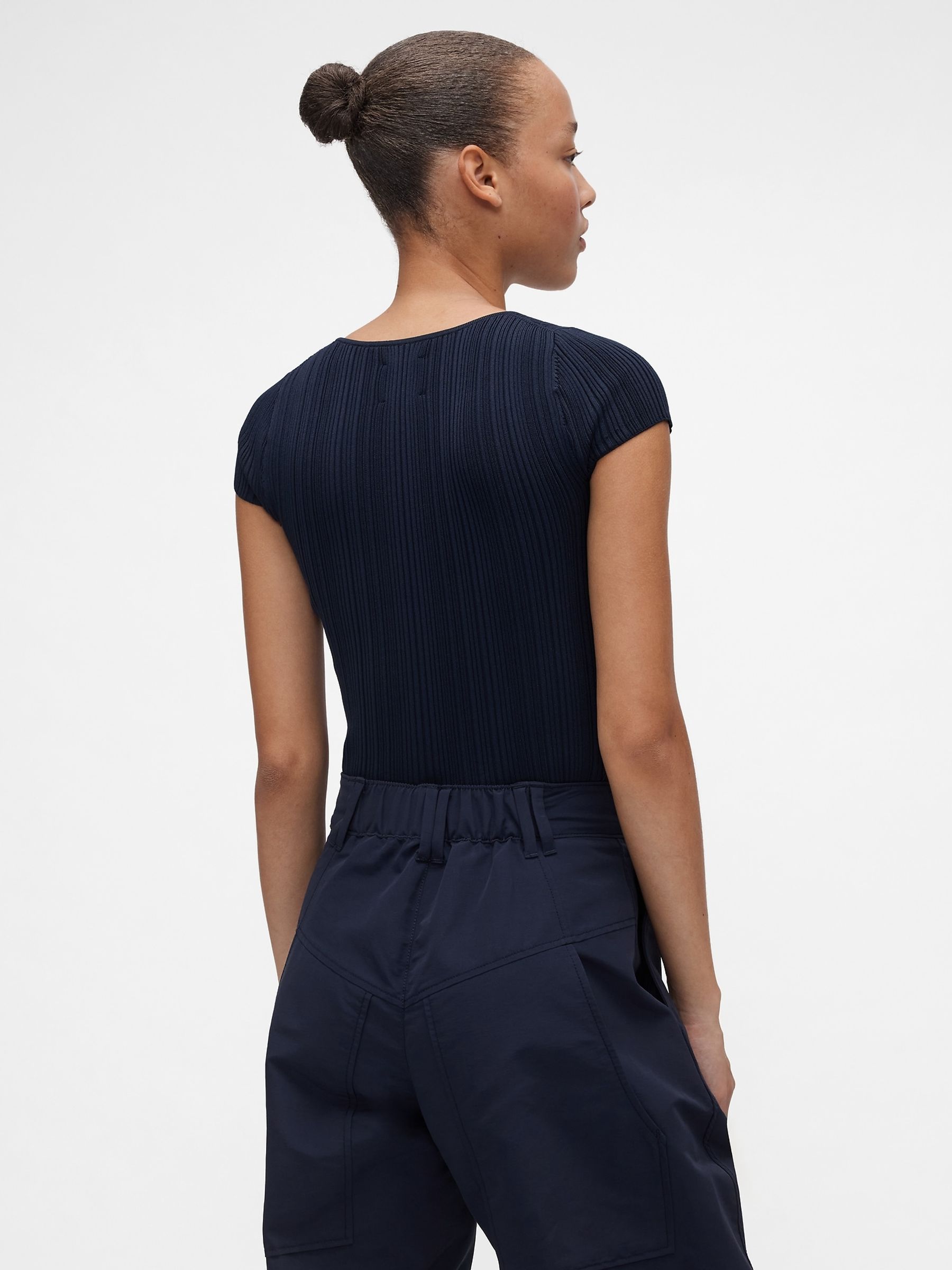 GapStudio Navy Blue Rib T-Shirt - Image 2 of 4 GapStudio Navy Blue Rib T-Shirt - Image 2 of 4