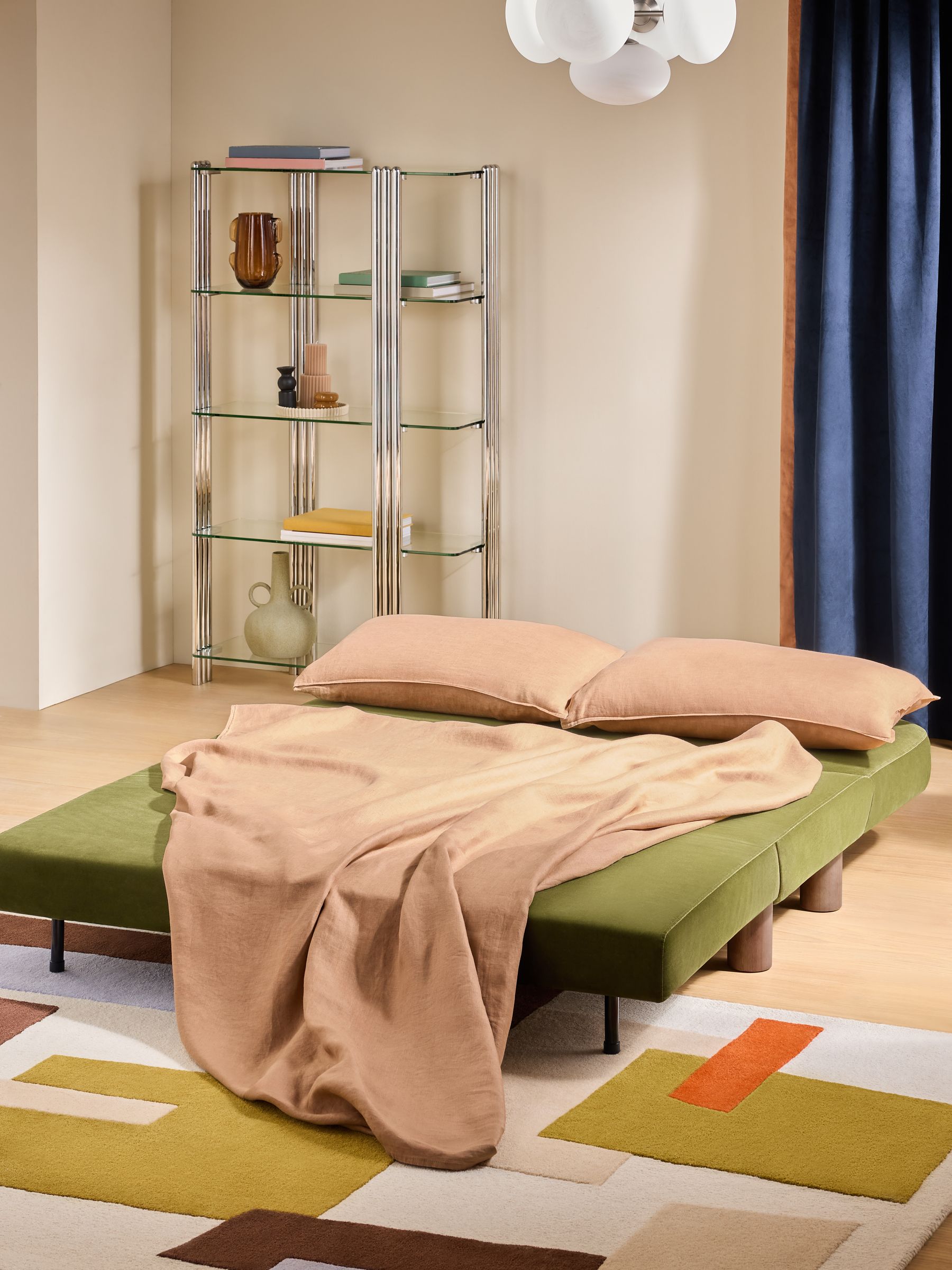 Large Maxton 2 Seater Sofa Bed in Olive Green Velvet - Image 2 of 6 Large Maxton 2 Seater Sofa Bed in Olive Green Velvet - Image 2 of 6