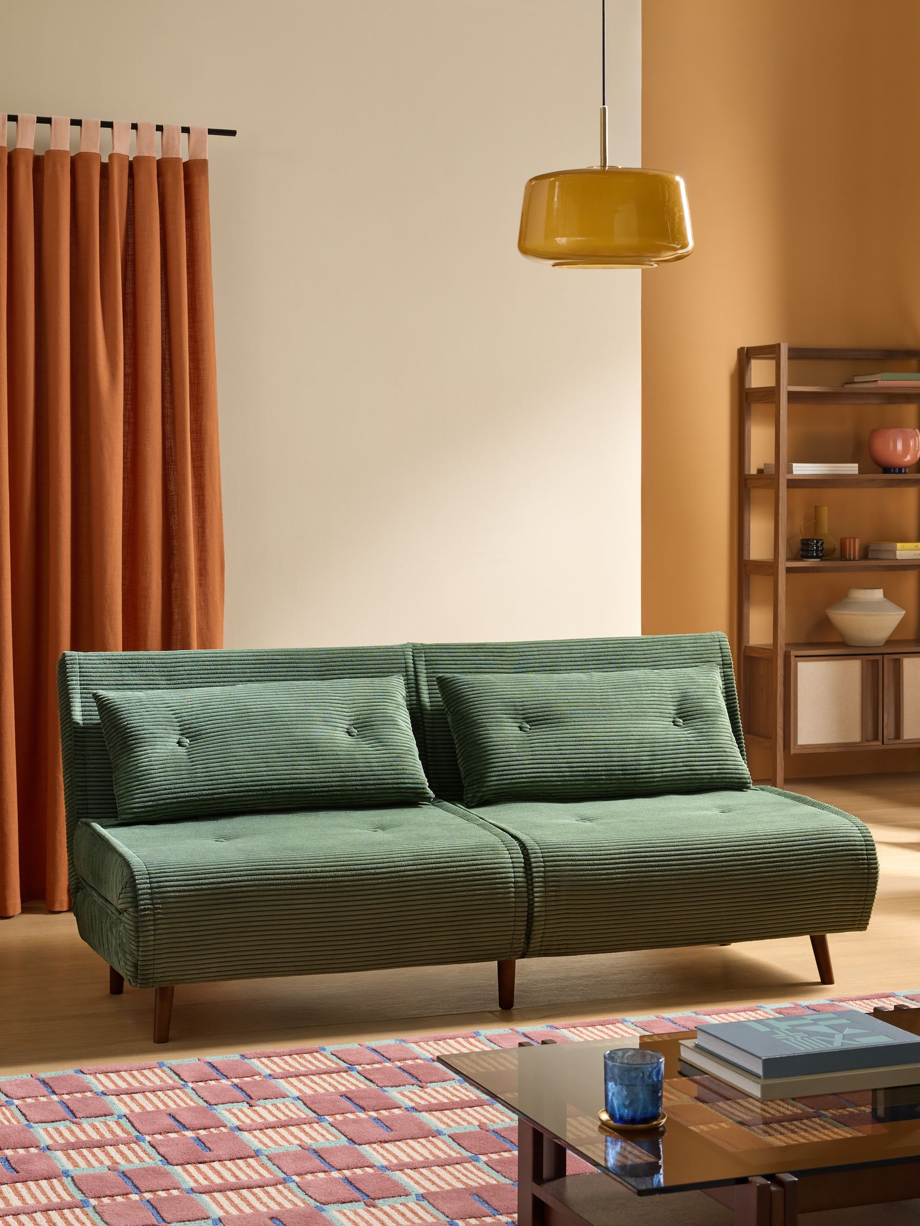 Haru 4 Seater Sofa Bed in Olive Green Corduroy - Image 1 of 6