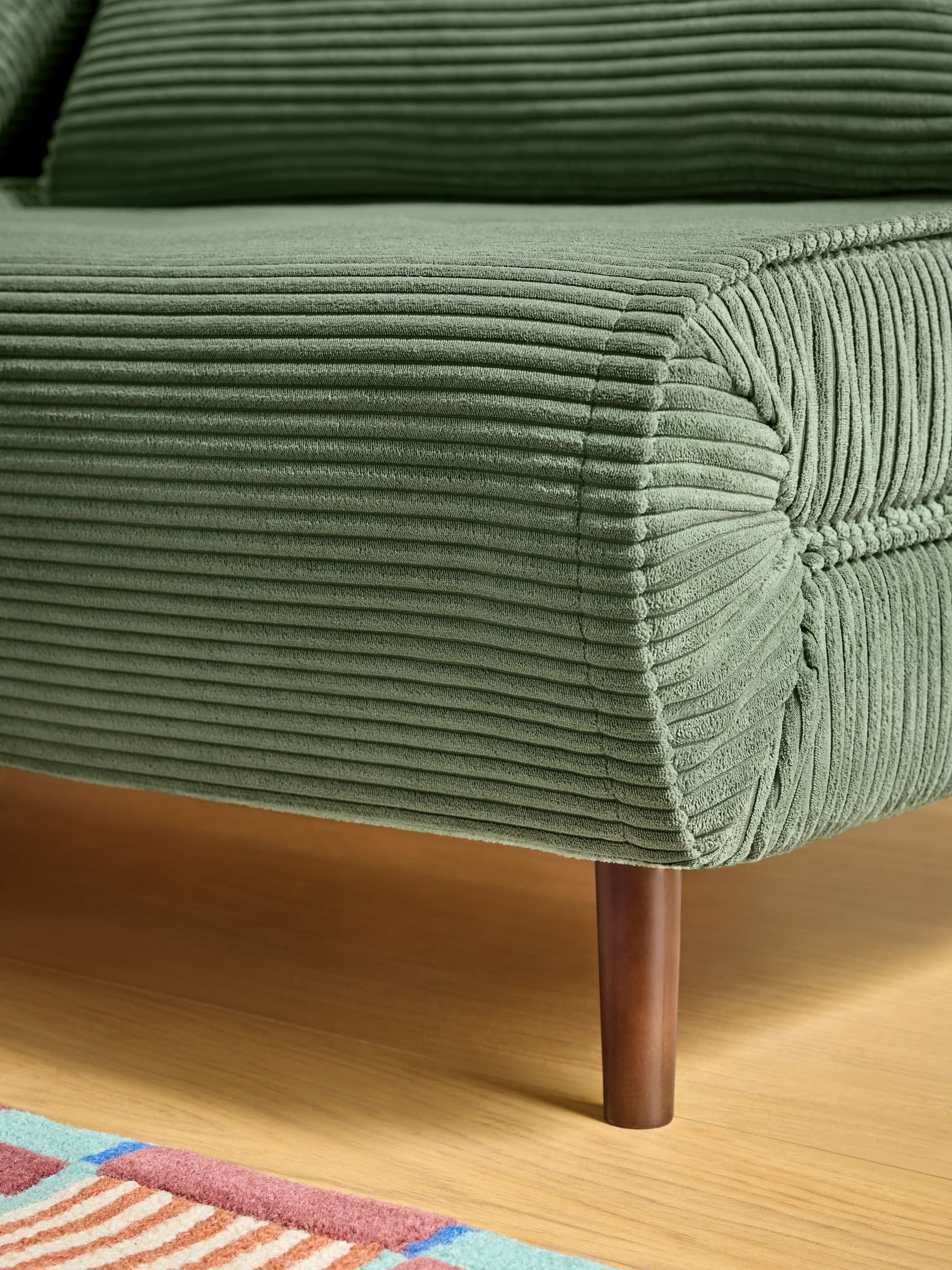 Haru 4 Seater Sofa Bed in Olive Green Corduroy - Image 4 of 6