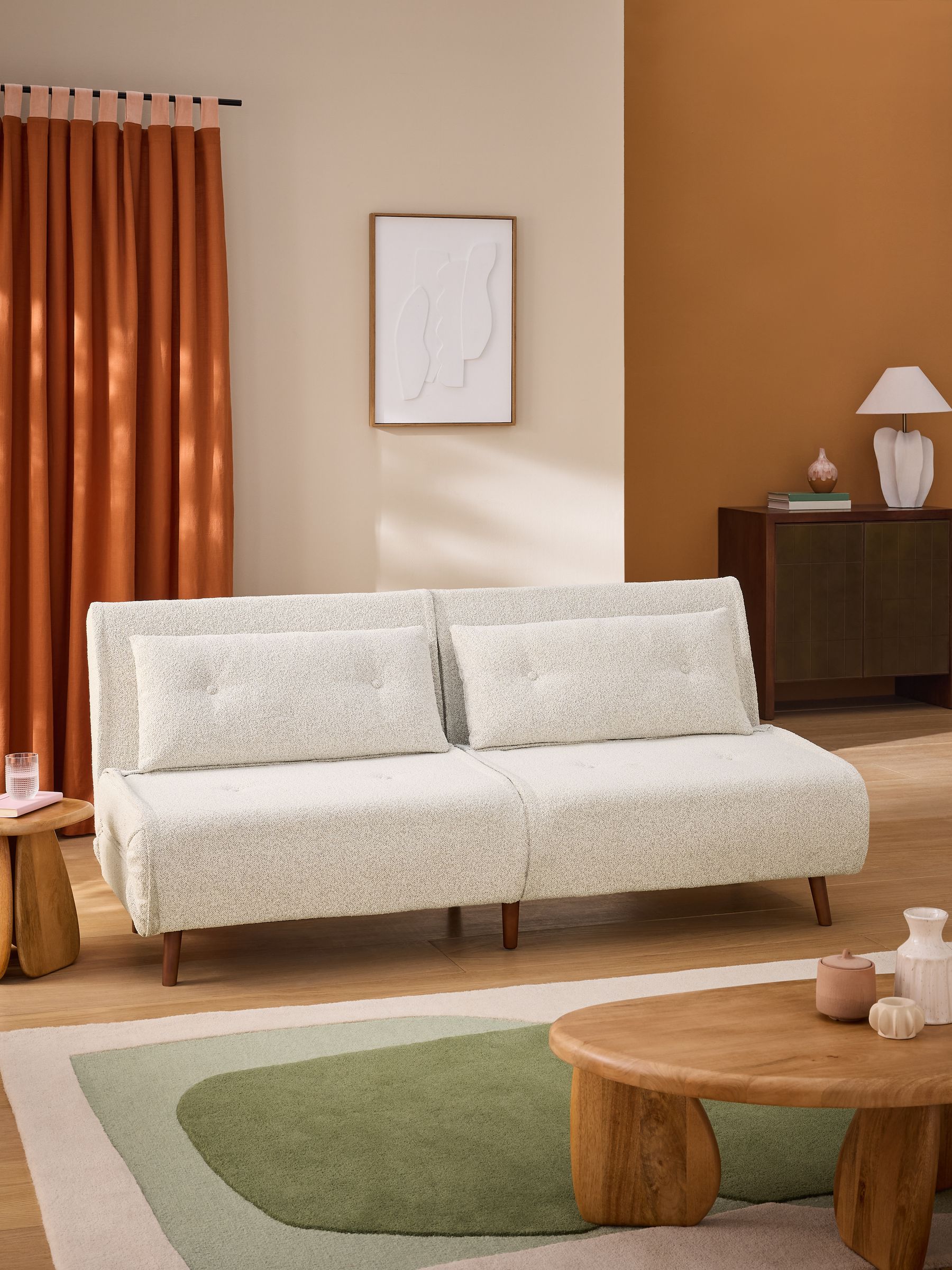 Haru 4 Seater Sofa Bed in Off White Natural Pax Boucle - Image 1 of 6