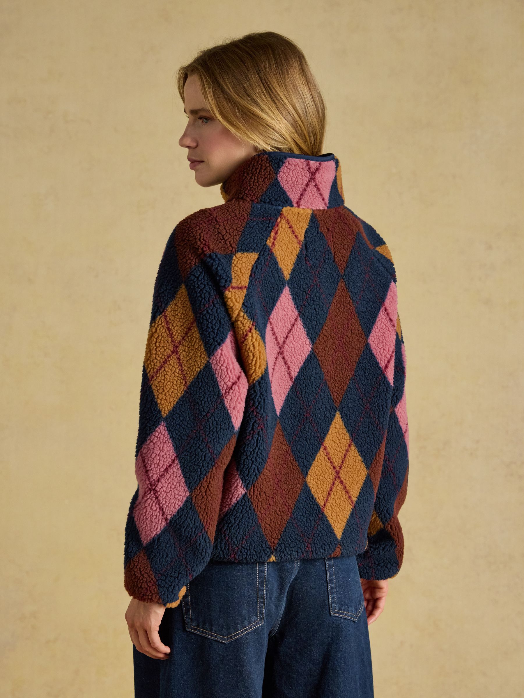 Navy Argyle Quarter Zip Fleece - Image 2 of 8