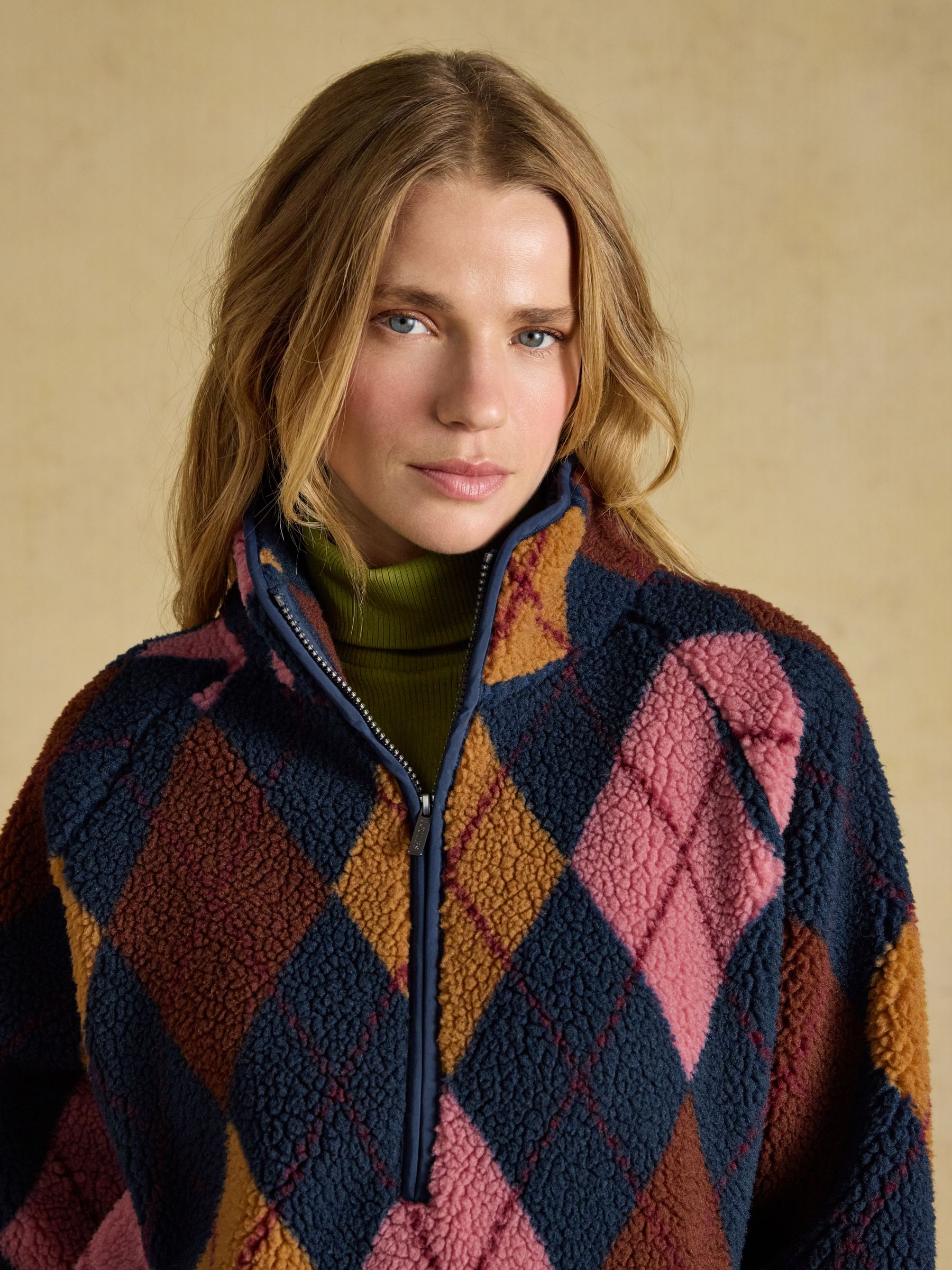 Navy Argyle Quarter Zip Fleece - Image 6 of 8