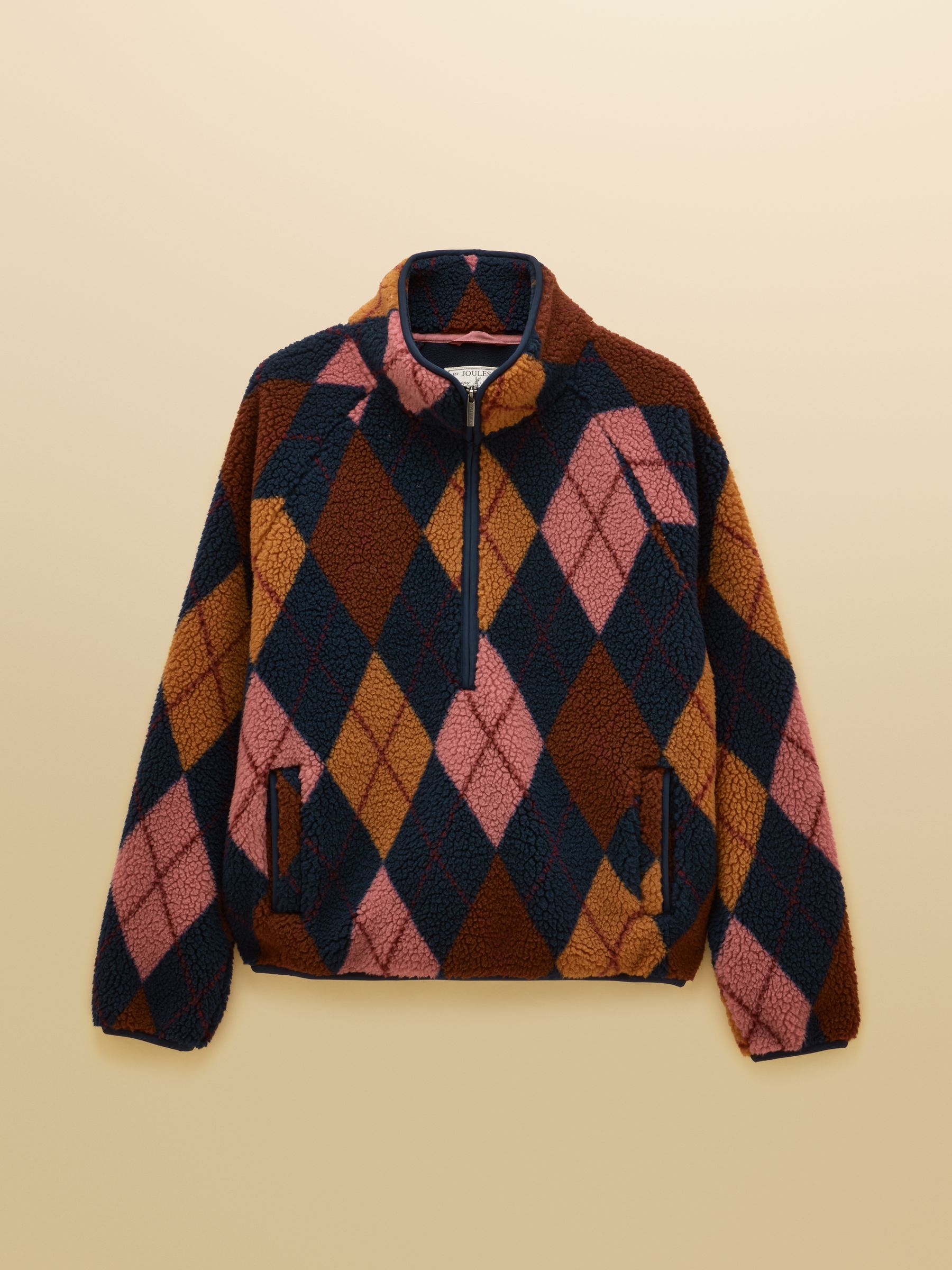 Navy Argyle Quarter Zip Fleece - Image 7 of 8