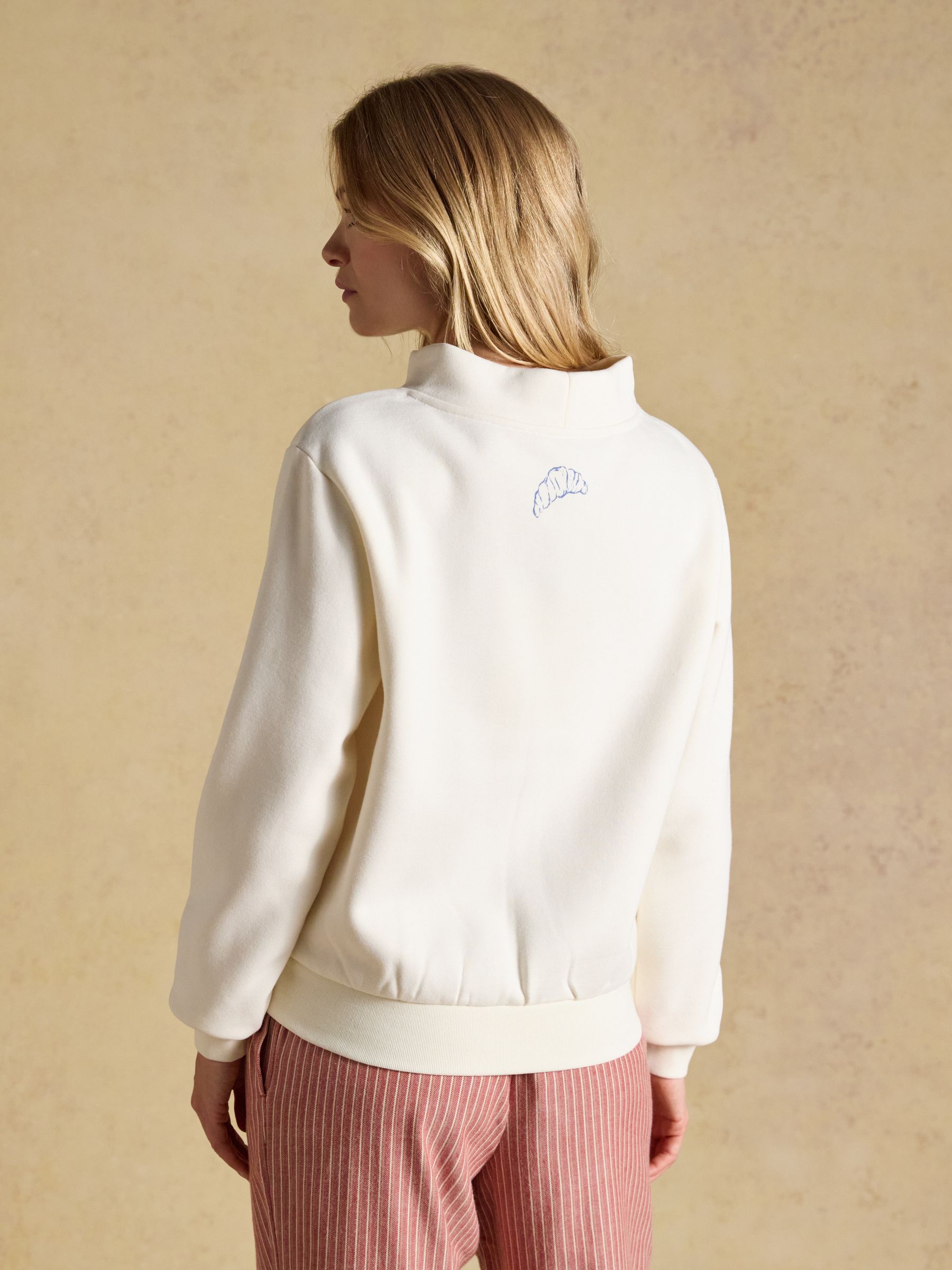 Cream Joules Coffee House Cotton Blend Wide Neck Sweatshirt - Image 2 of 7