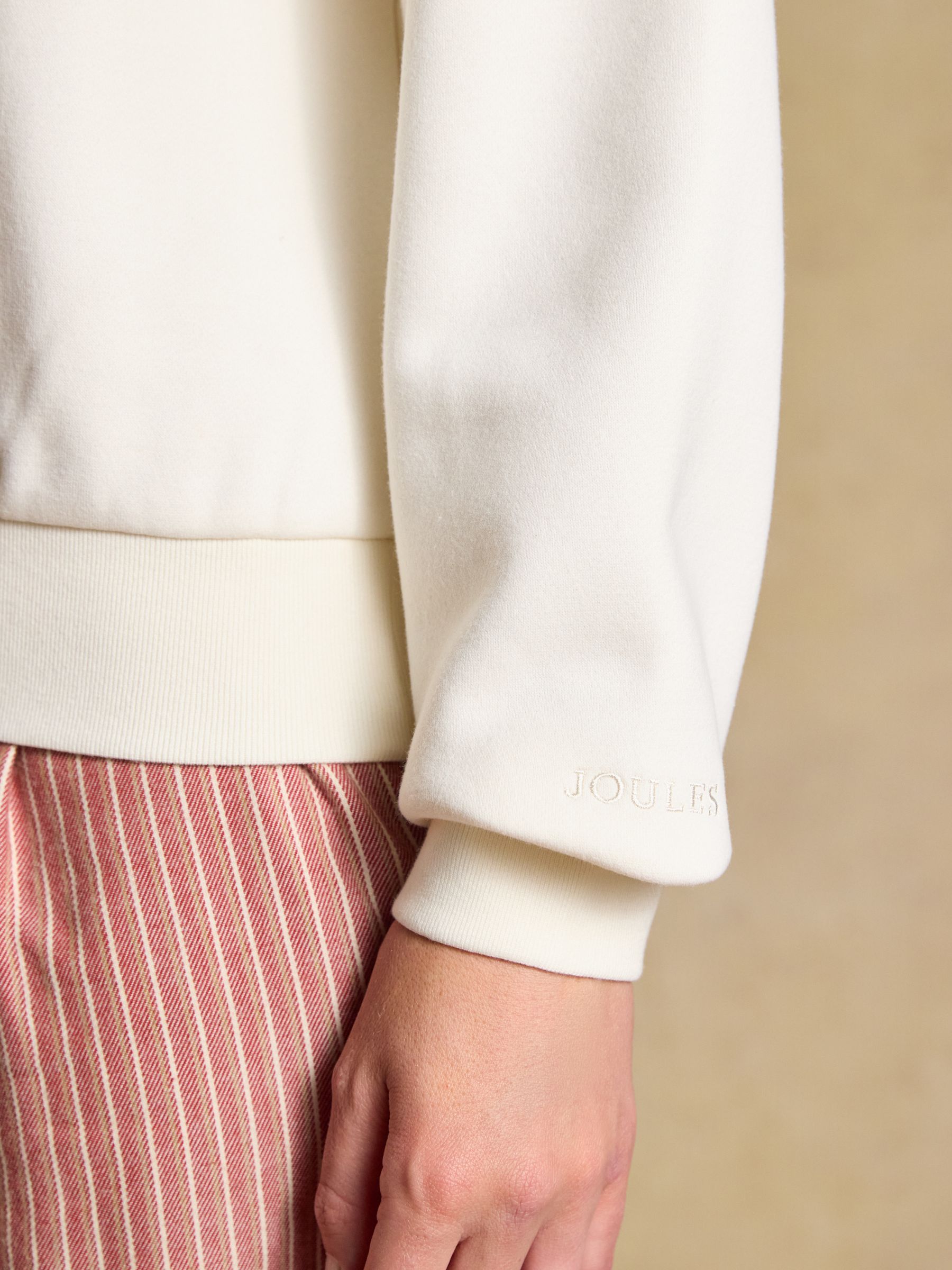 Cream Joules Coffee House Cotton Blend Wide Neck Sweatshirt - Image 4 of 7