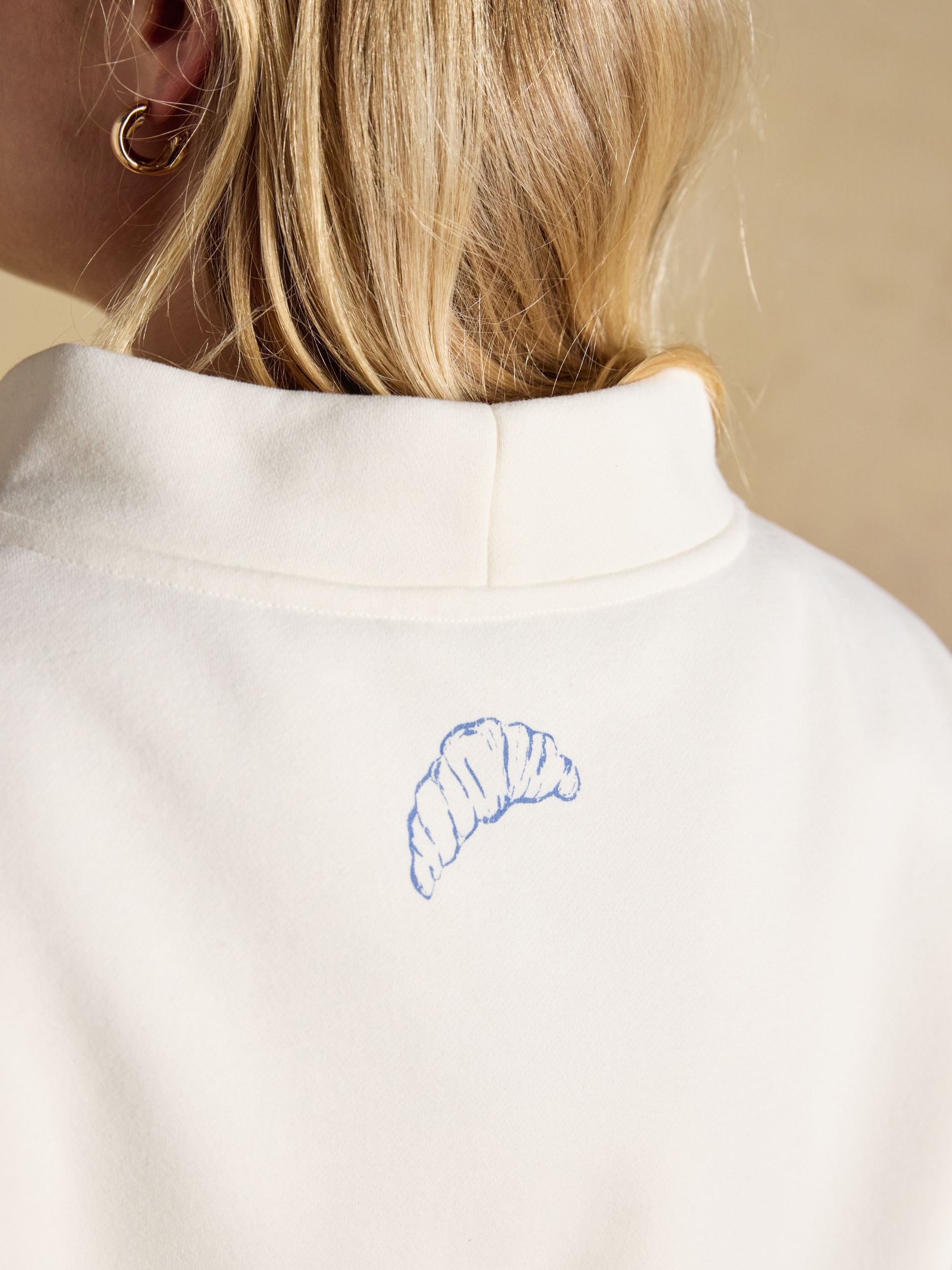 Cream Joules Coffee House Cotton Blend Wide Neck Sweatshirt - Image 6 of 7