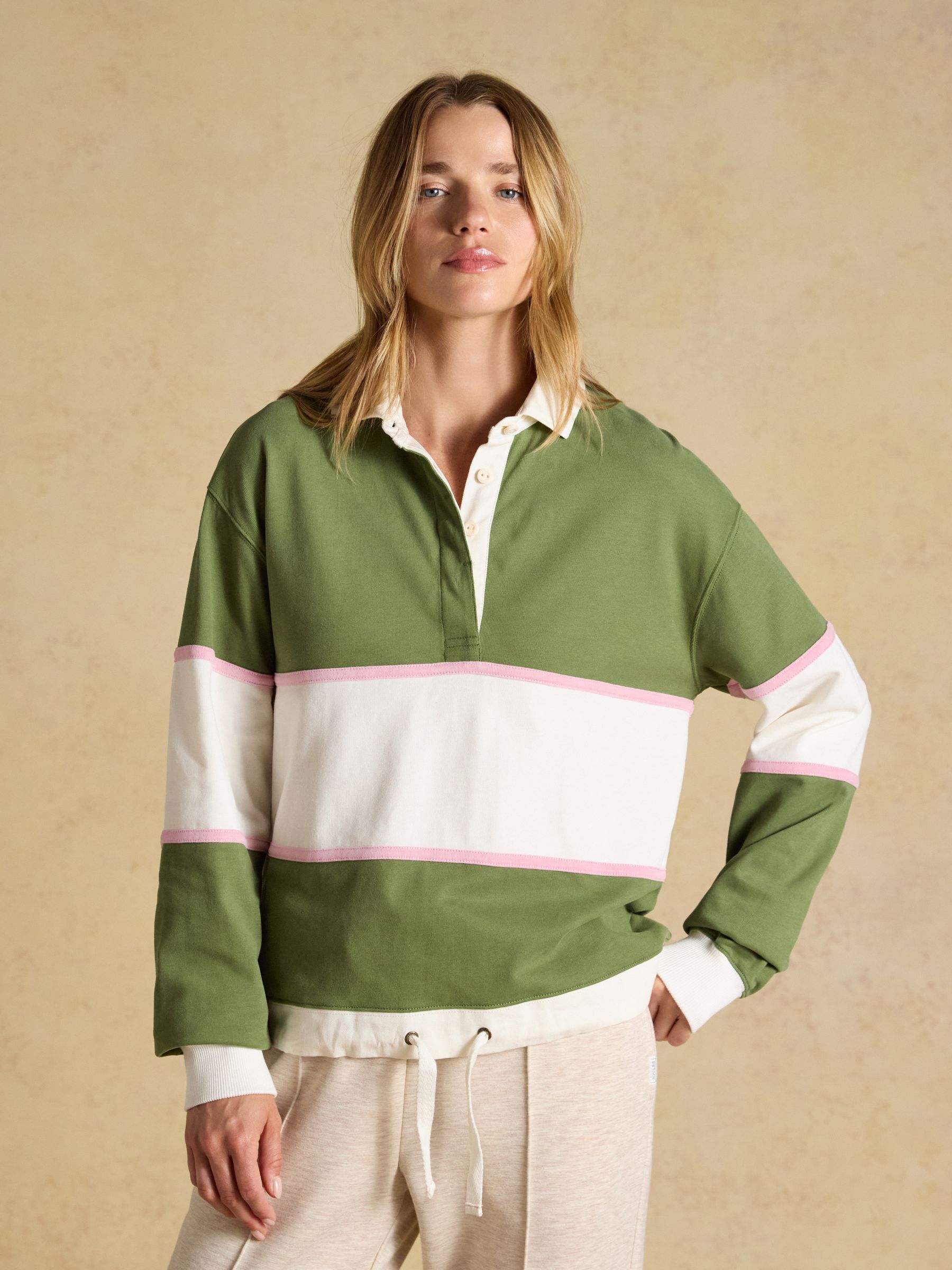Green Striped Long Sleeve Cotton Collared Rugby Deckshirt - Image 3 of 10