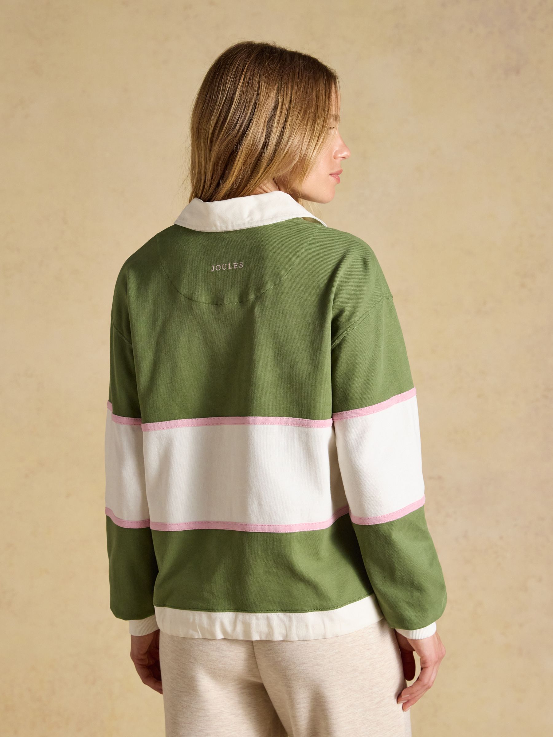 Green Striped Long Sleeve Cotton Collared Rugby Deckshirt - Image 4 of 10