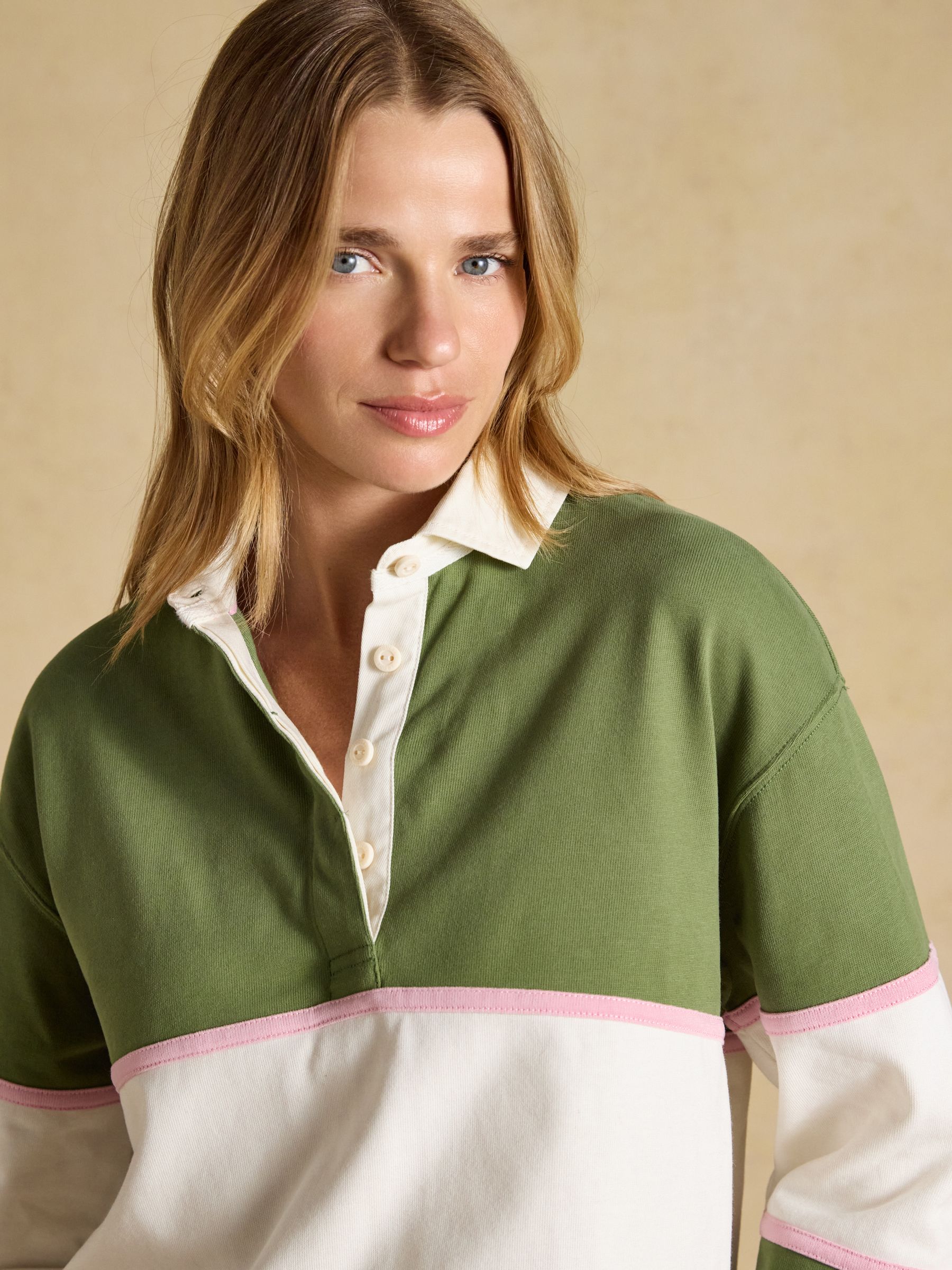 Green Striped Long Sleeve Cotton Collared Rugby Deckshirt - Image 6 of 10