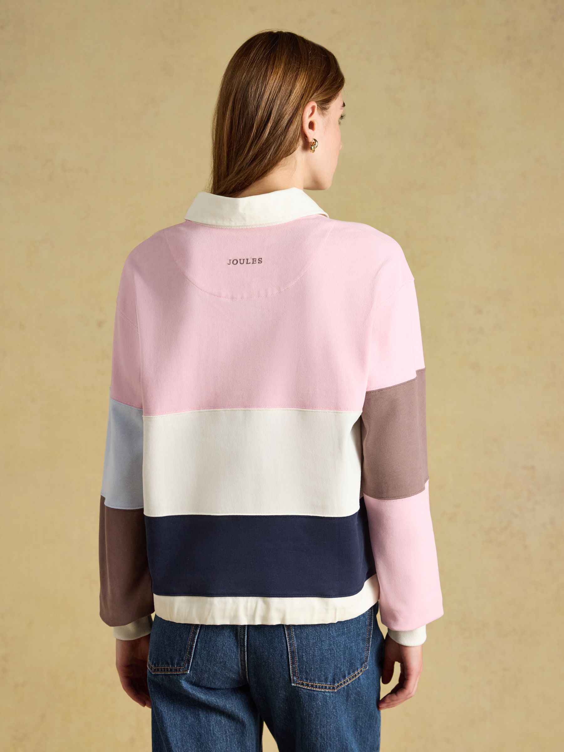Pink & Blue Colour Block Long Sleeve Cotton Collared Rugby Deckshirt - Image 2 of 10