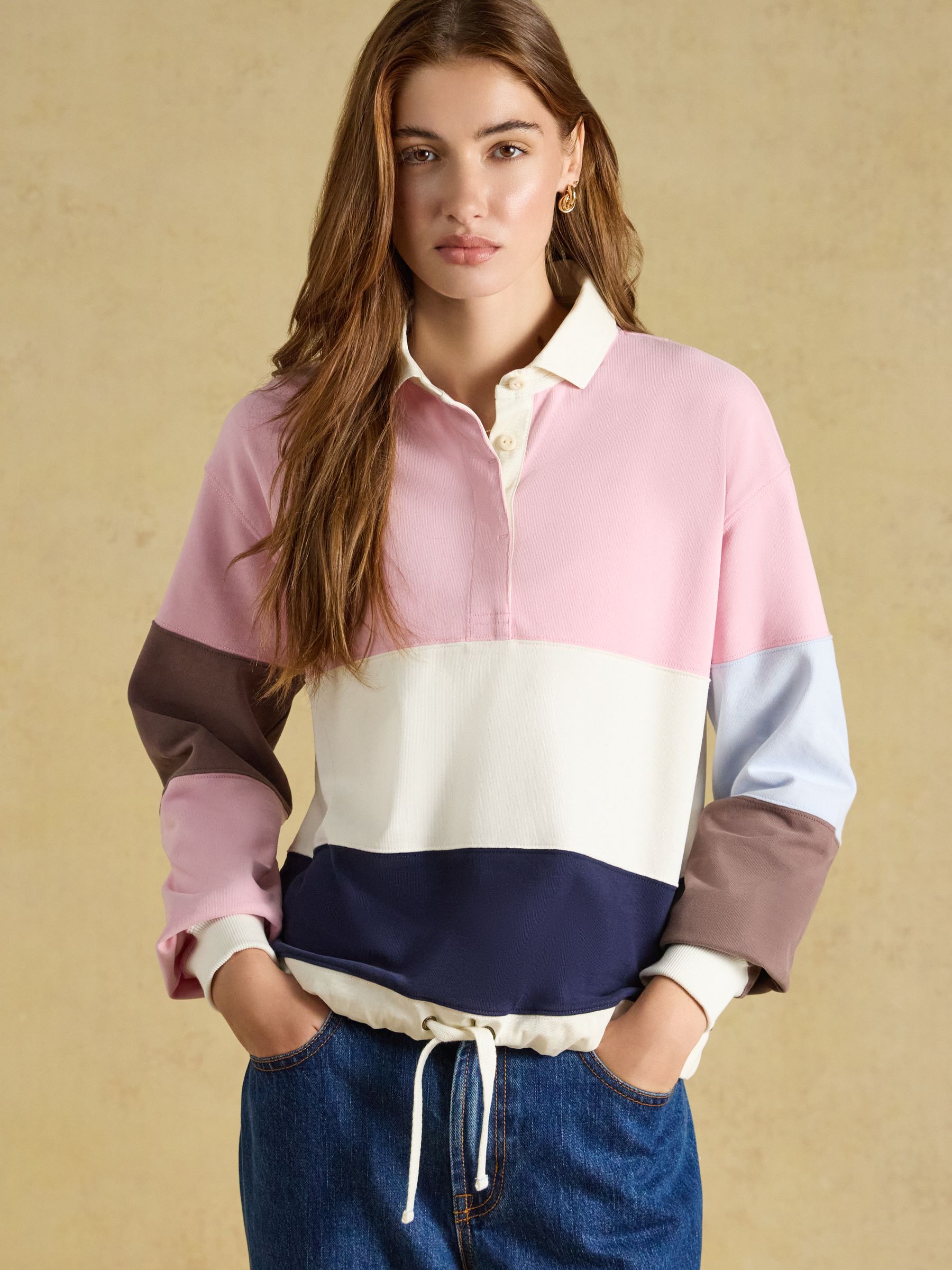 Pink & Blue Colour Block Long Sleeve Cotton Collared Rugby Deckshirt - Image 8 of 10