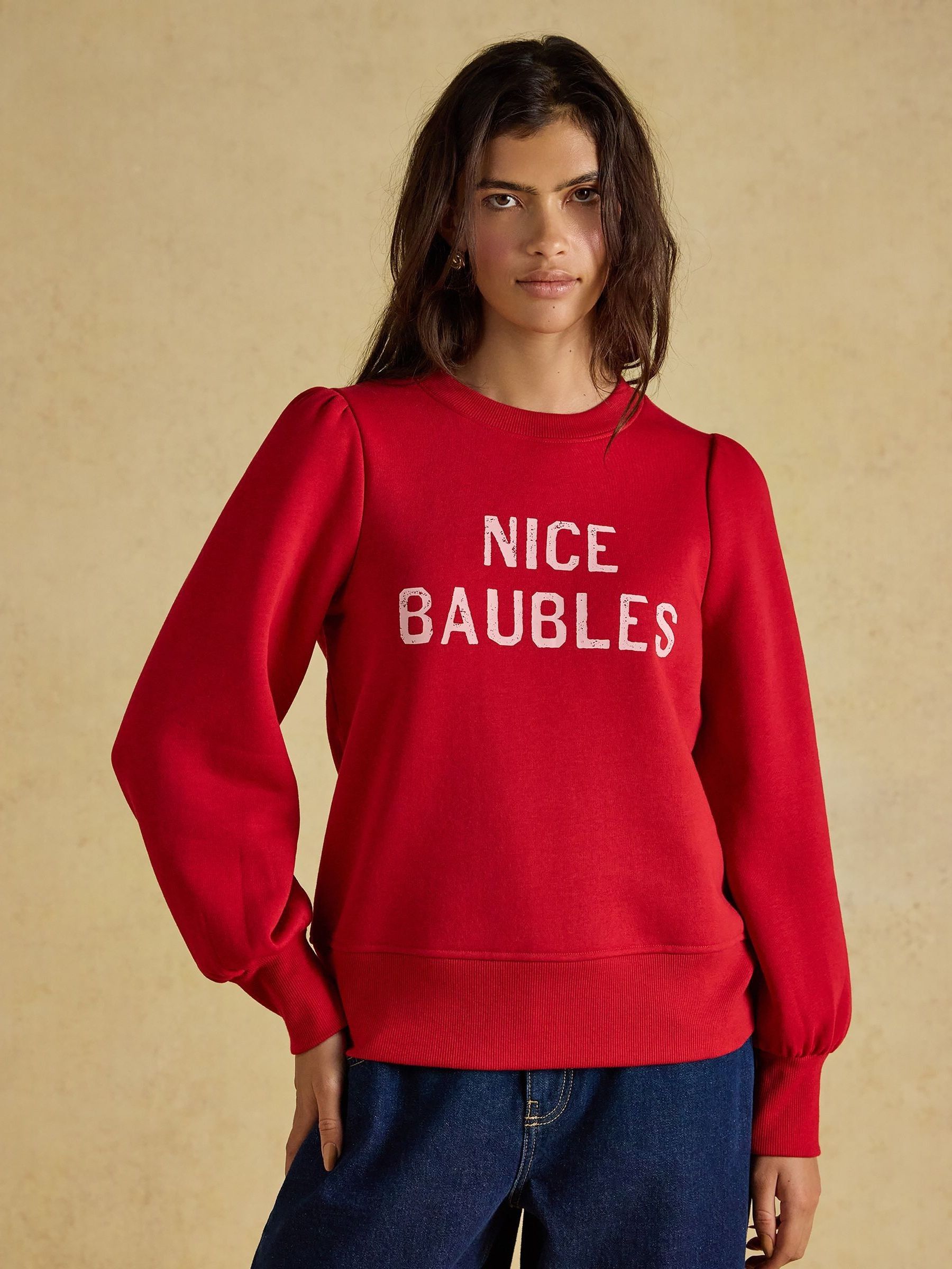 Red Nice Baubles Crew Neck Christmas Sweatshirt - Image 2 of 8