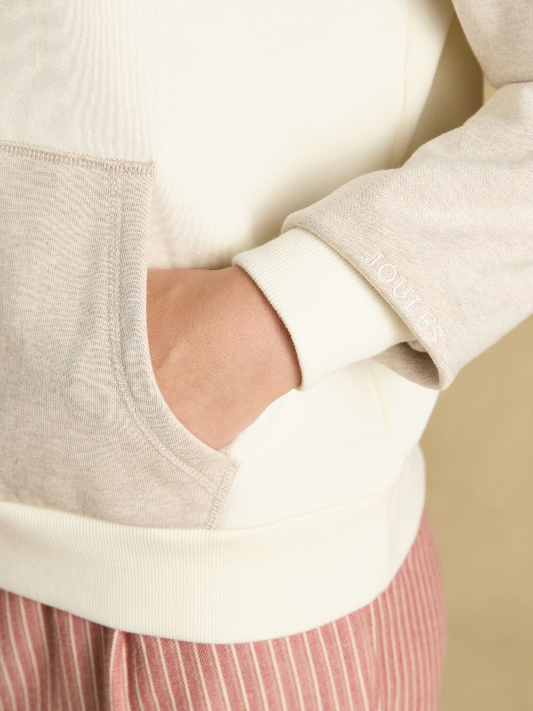 Cream Colourblock Relaxed Cotton Hoodie - Image 5 of 7