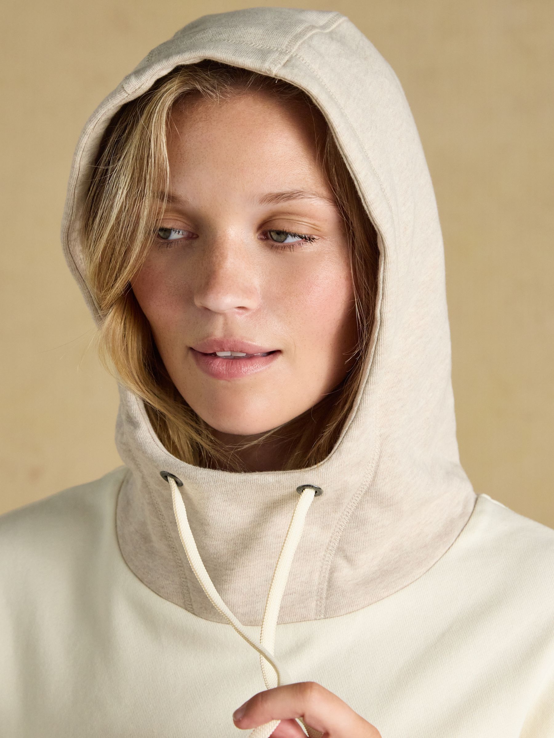 Cream Colourblock Relaxed Cotton Hoodie - Image 6 of 7