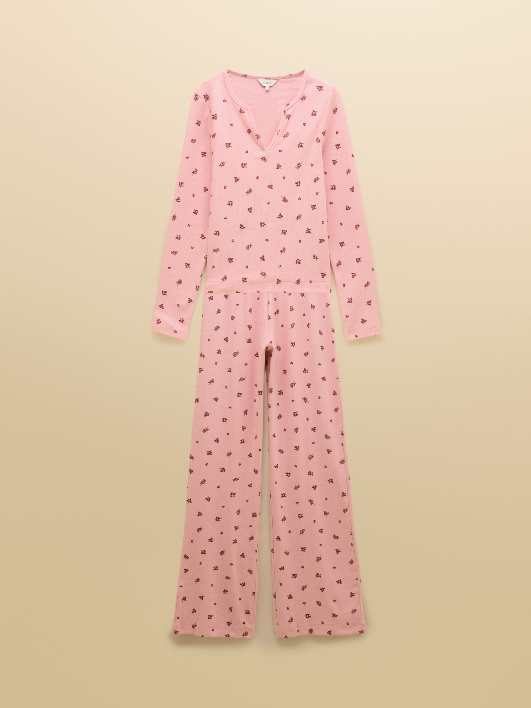 Pointelle Pink Floral Printed Cotton Long Sleeve Pyjama Set - Image 7 of 7