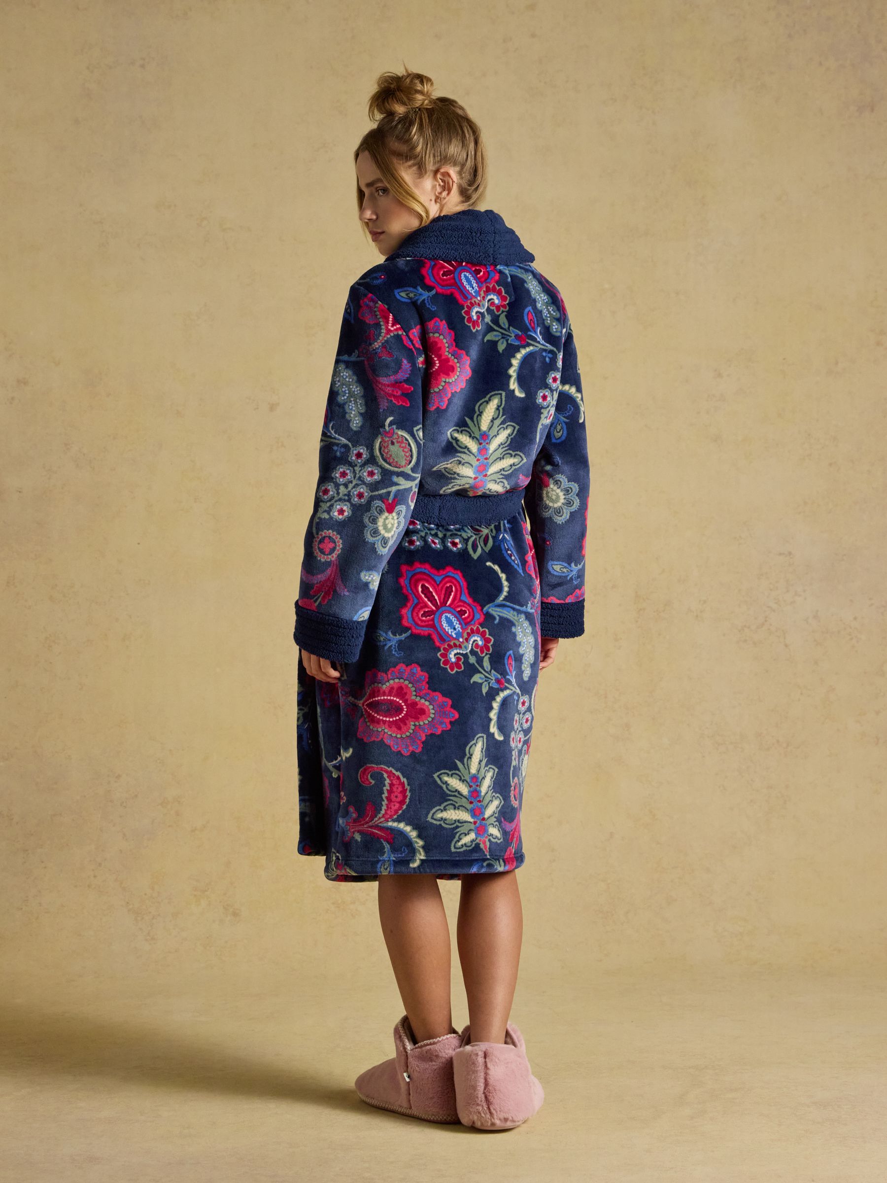 Navy Fleece Dressing Gown - Image 2 of 8 Navy Fleece Dressing Gown - Image 2 of 8