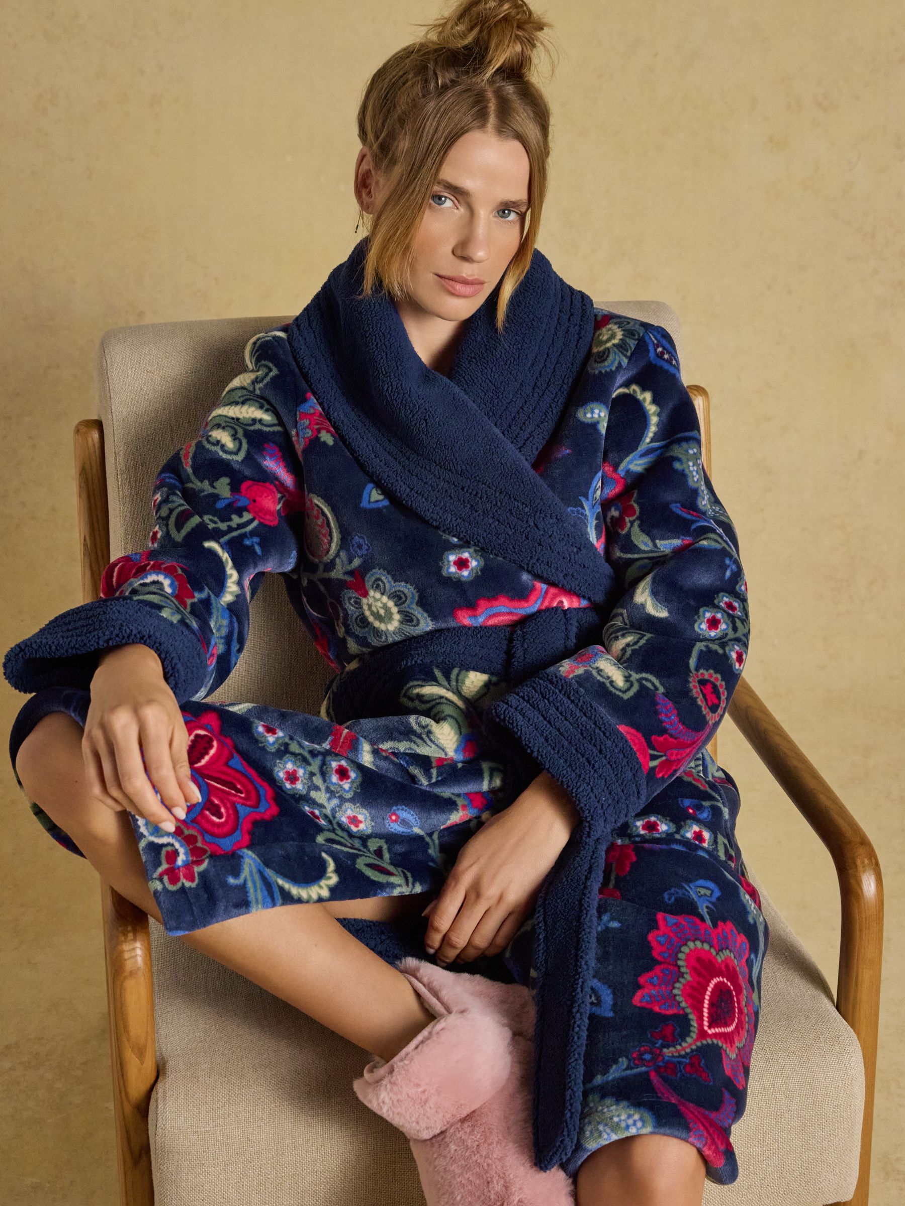 Navy Fleece Dressing Gown - Image 3 of 8
