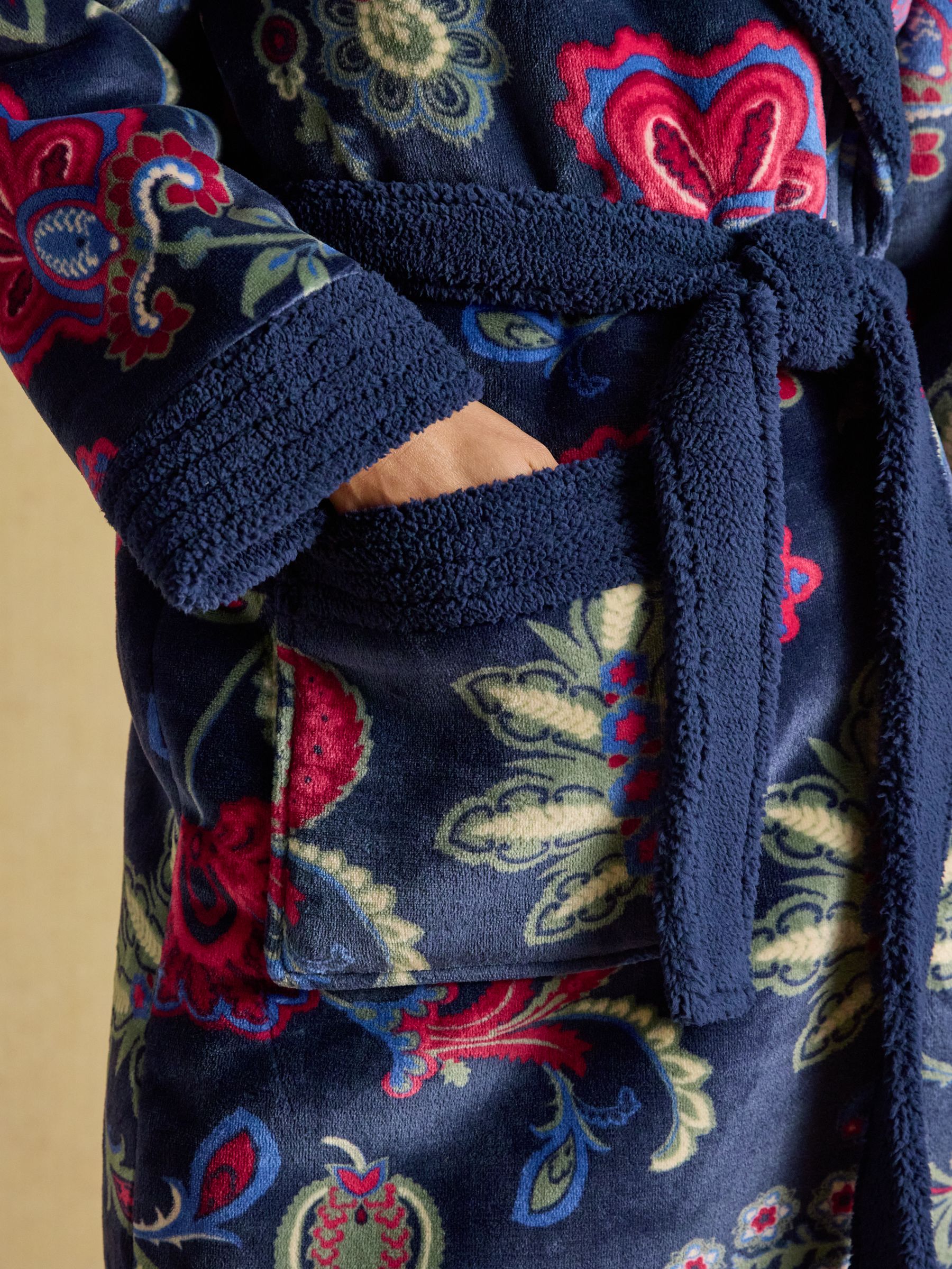 Navy Fleece Dressing Gown - Image 5 of 8