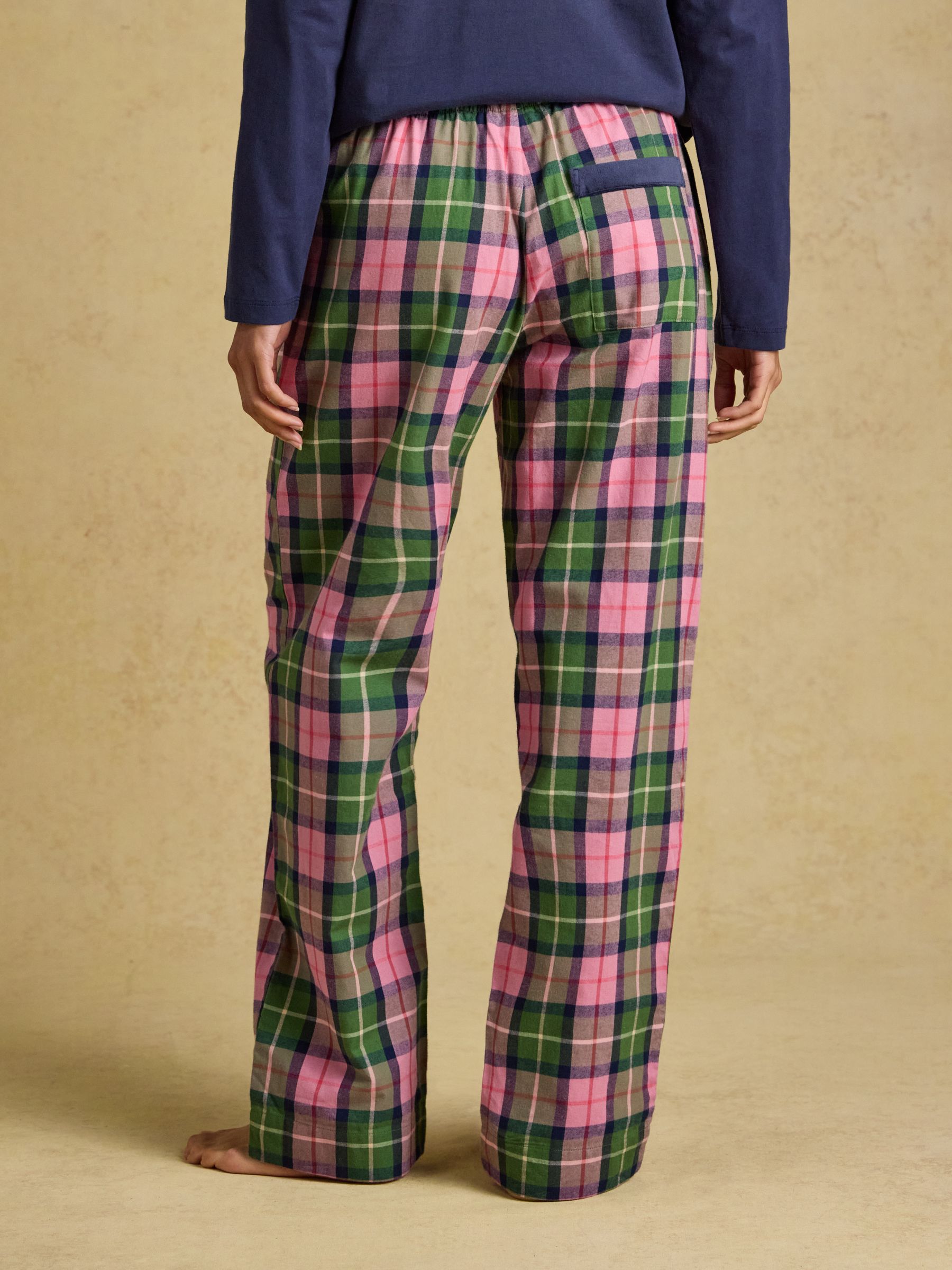 Pink and Green Check Woven Brushed Cotton Pyjama Bottoms - Image 2 of 8
